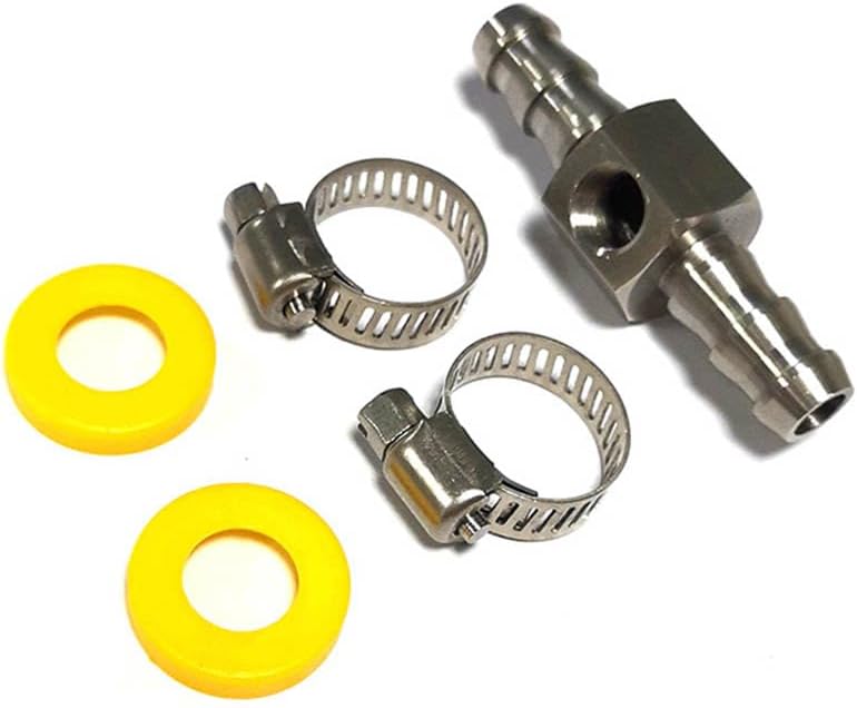 3/8” Fuel Line Fuel Pressure Barbed Ph Lock T-Fitting Adapter with 1/8-27 NPT Sensor Port 304 Stainless Steel Includes 2 Clamps Fits Hose with 9.5mm ID Inner Diameter - Image 5