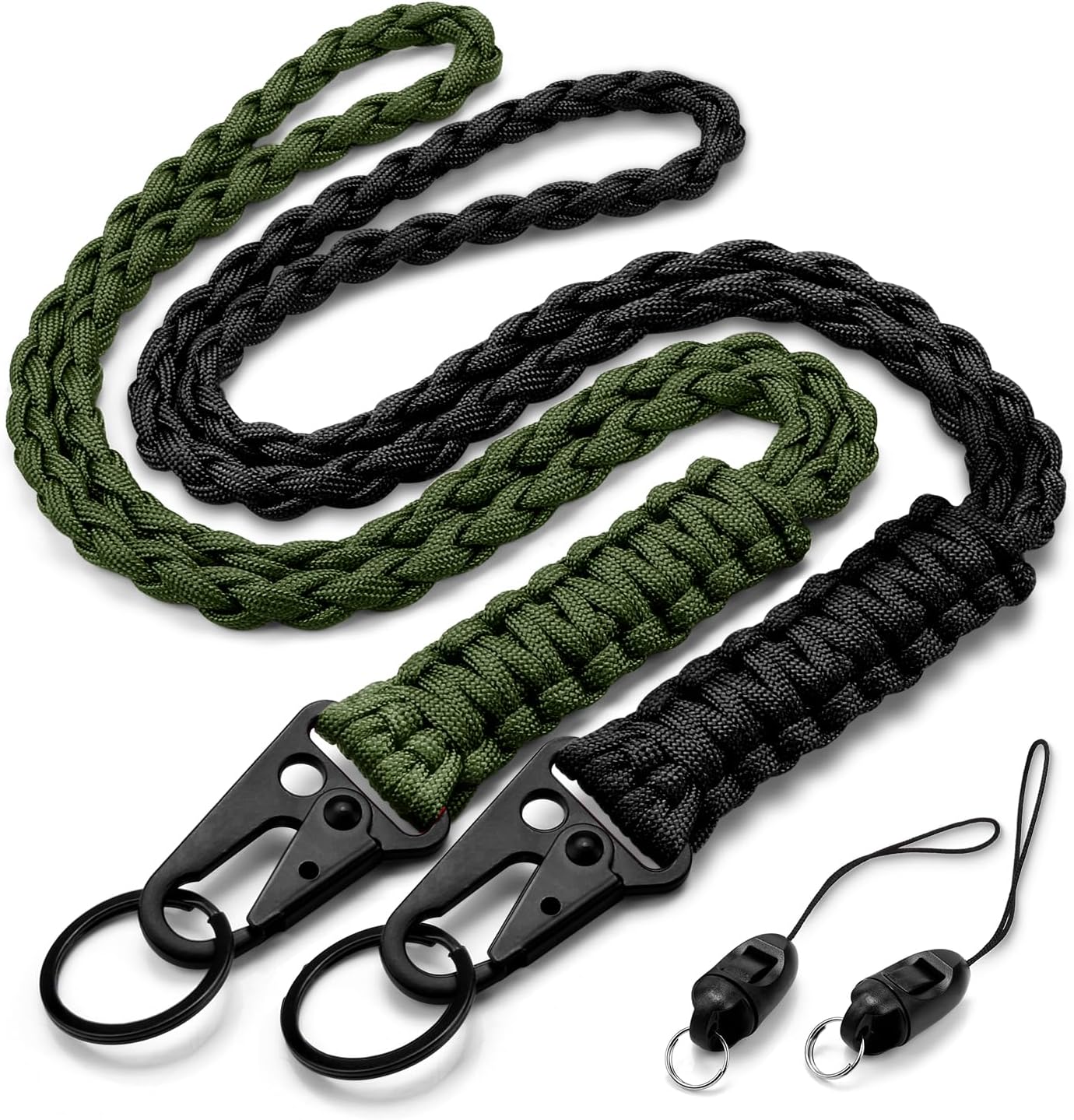 CooBigo 2 Set Heavy Duty Paracord Lanyard Necklace Keychains with HK Clip,550 Parachute Lanyard for Keys, ID Card Badge - Image 1