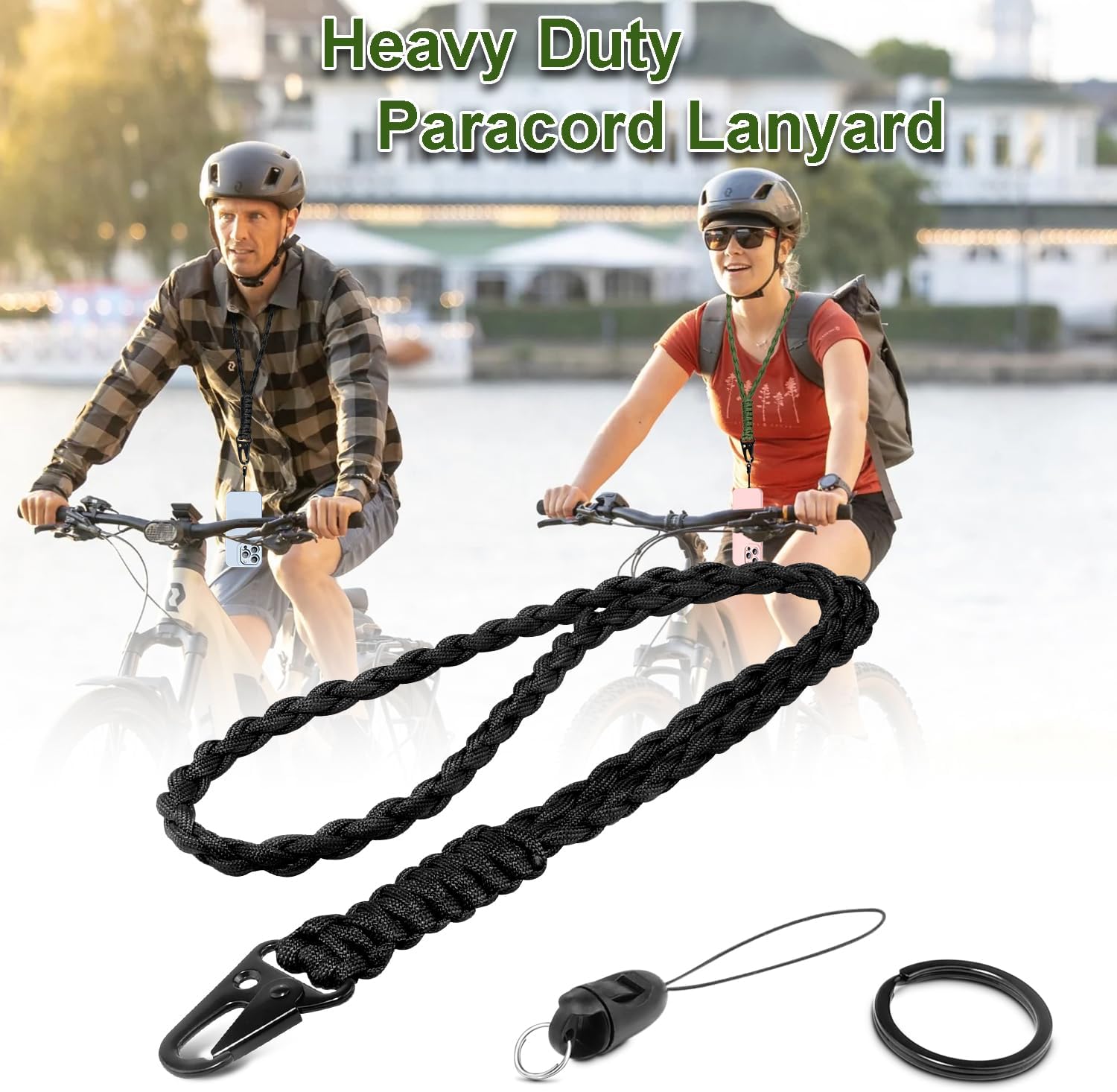 CooBigo 2 Set Heavy Duty Paracord Lanyard Necklace Keychains with HK Clip,550 Parachute Lanyard for Keys, ID Card Badge - Image 5