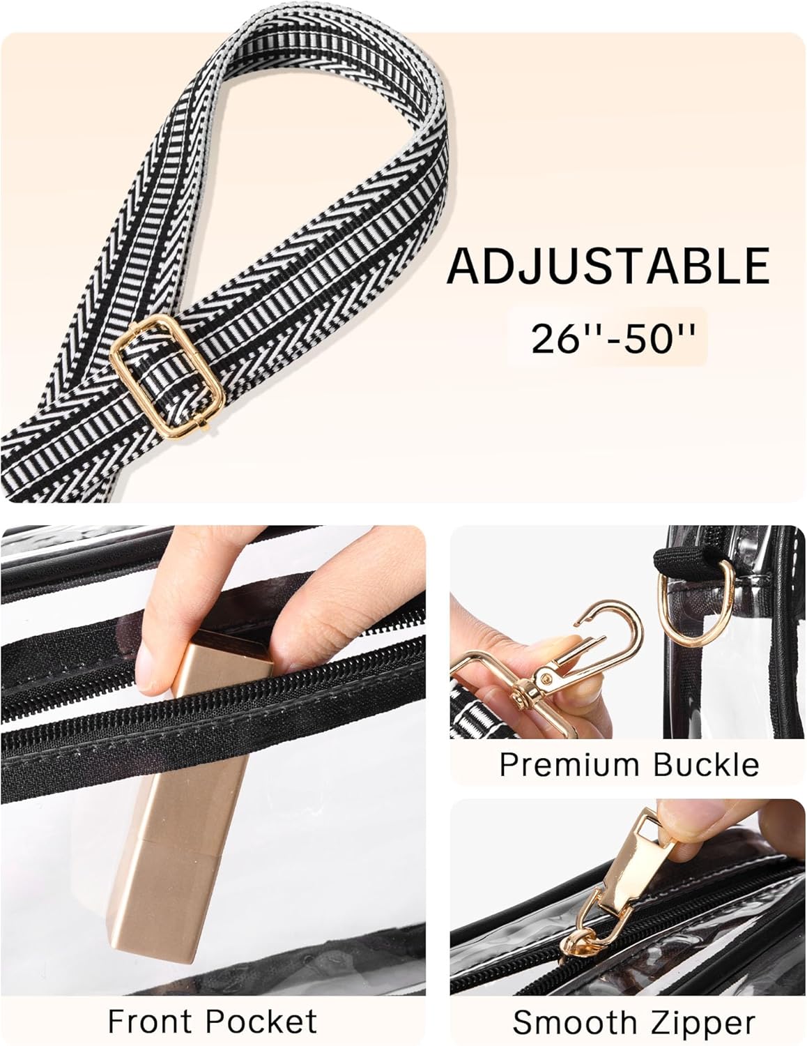 Clear Crossbody Bag Stadium Approved, Clear Purses for Women, Small Stadium Bag for Events Concerts Sports Fans - Image 4