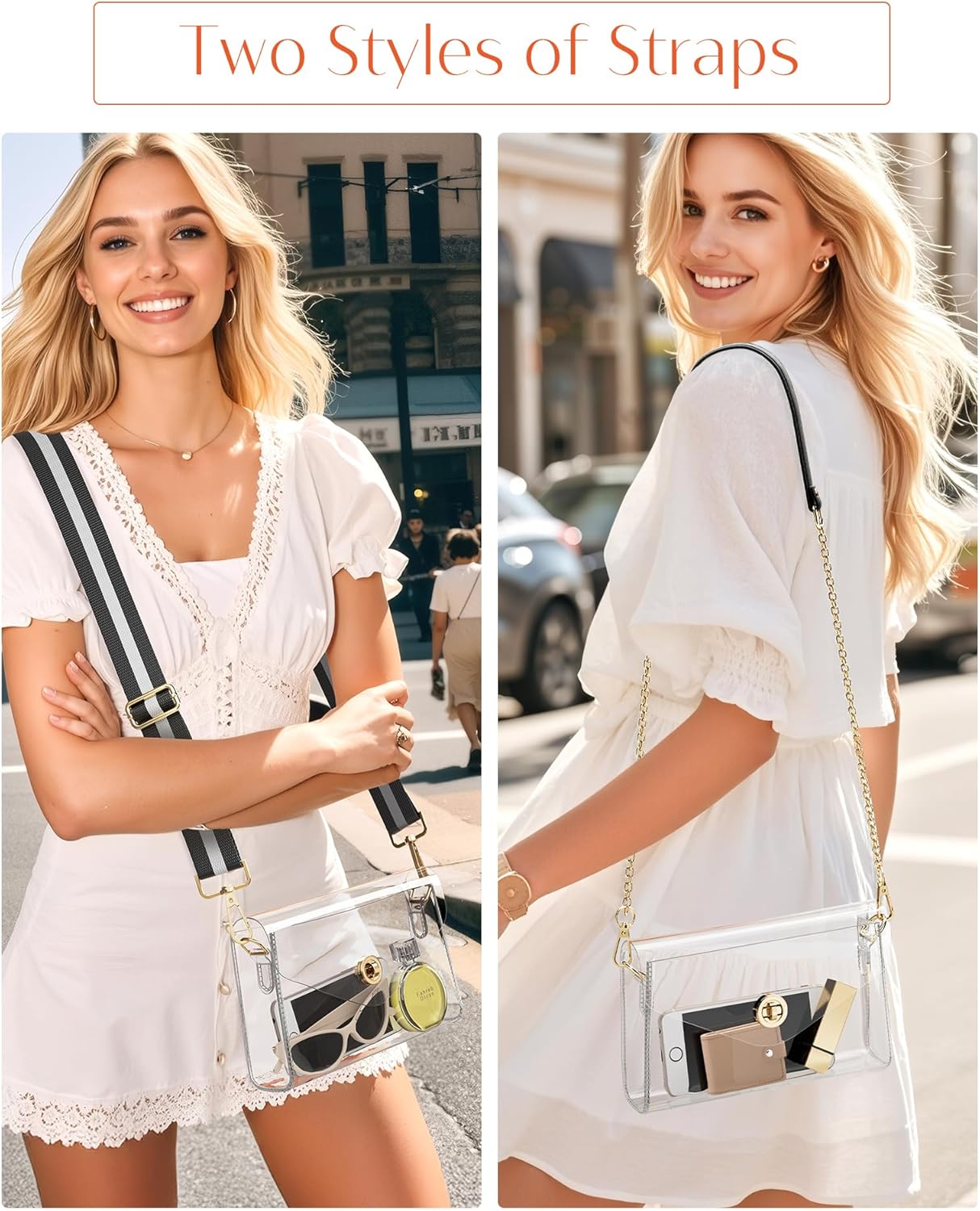 Clear Purse for Women, Clear Bag for Stadium Events, Crossbody Bag Stadium Approved for Sports Concerts Outfits - Image 2