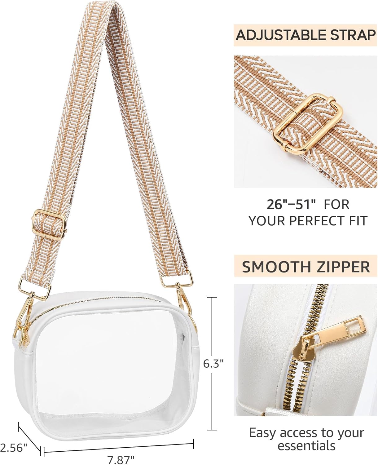 Clear Bag for Stadium Events, Clear Purse for Women Stadium Crossbody, Transparent Bag for Concert Sport Festival Fans - Image 4