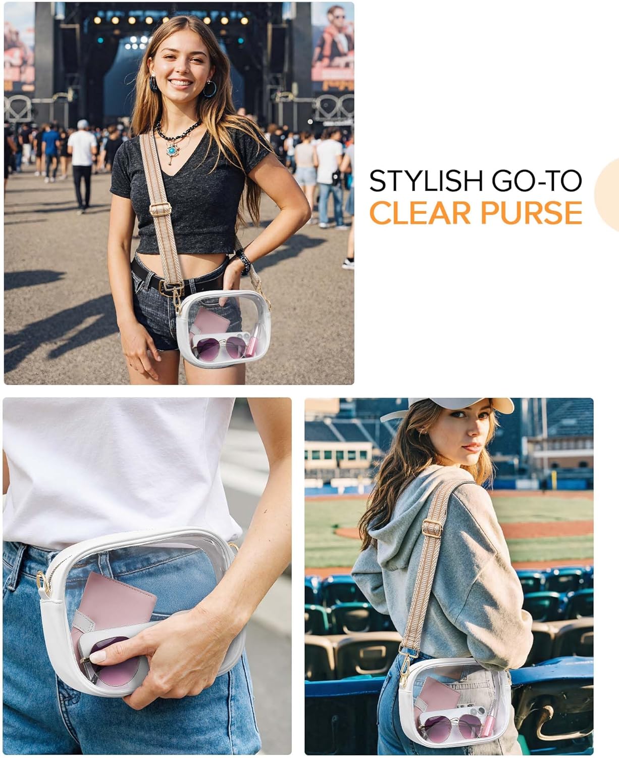 Clear Bag for Stadium Events, Clear Purse for Women Stadium Crossbody, Transparent Bag for Concert Sport Festival Fans - Image 6