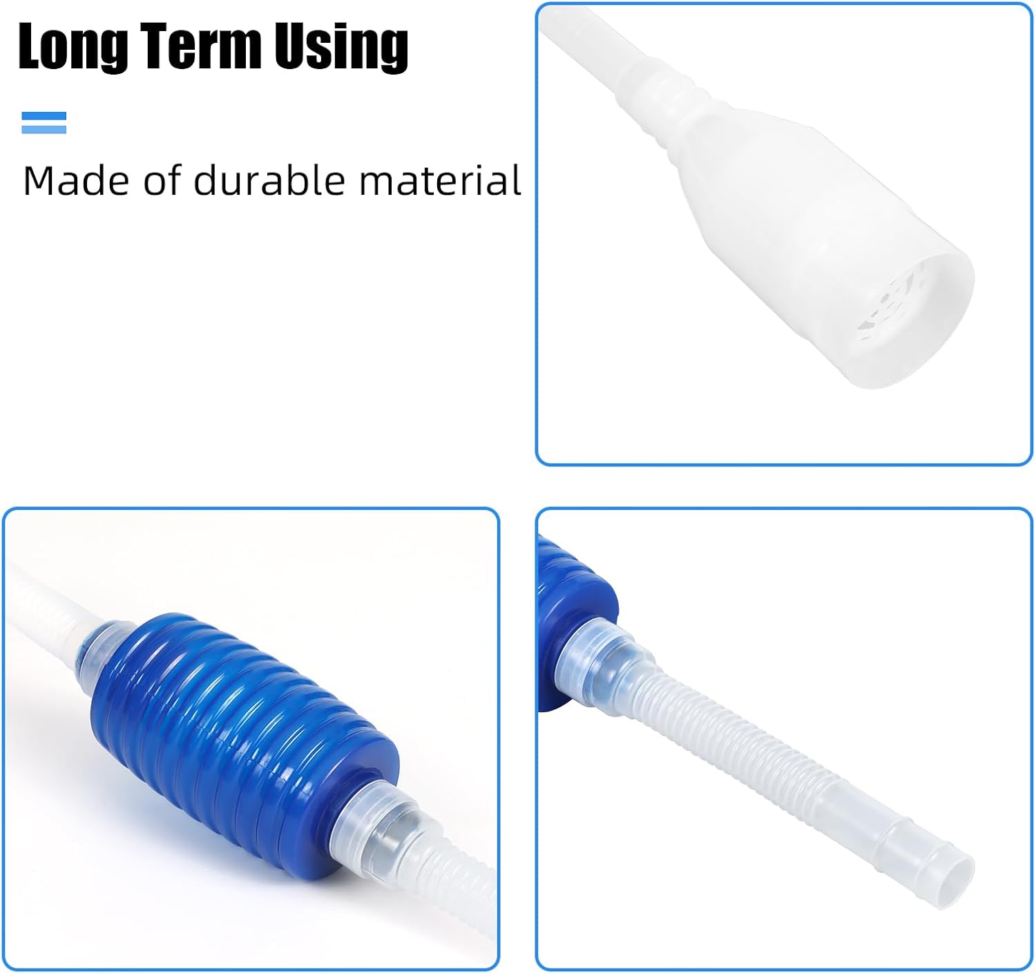 Aquarium Vacuum Siphon, Fish Tank Water Changer, Gravel Cleaner, Hand Pump - Image 3