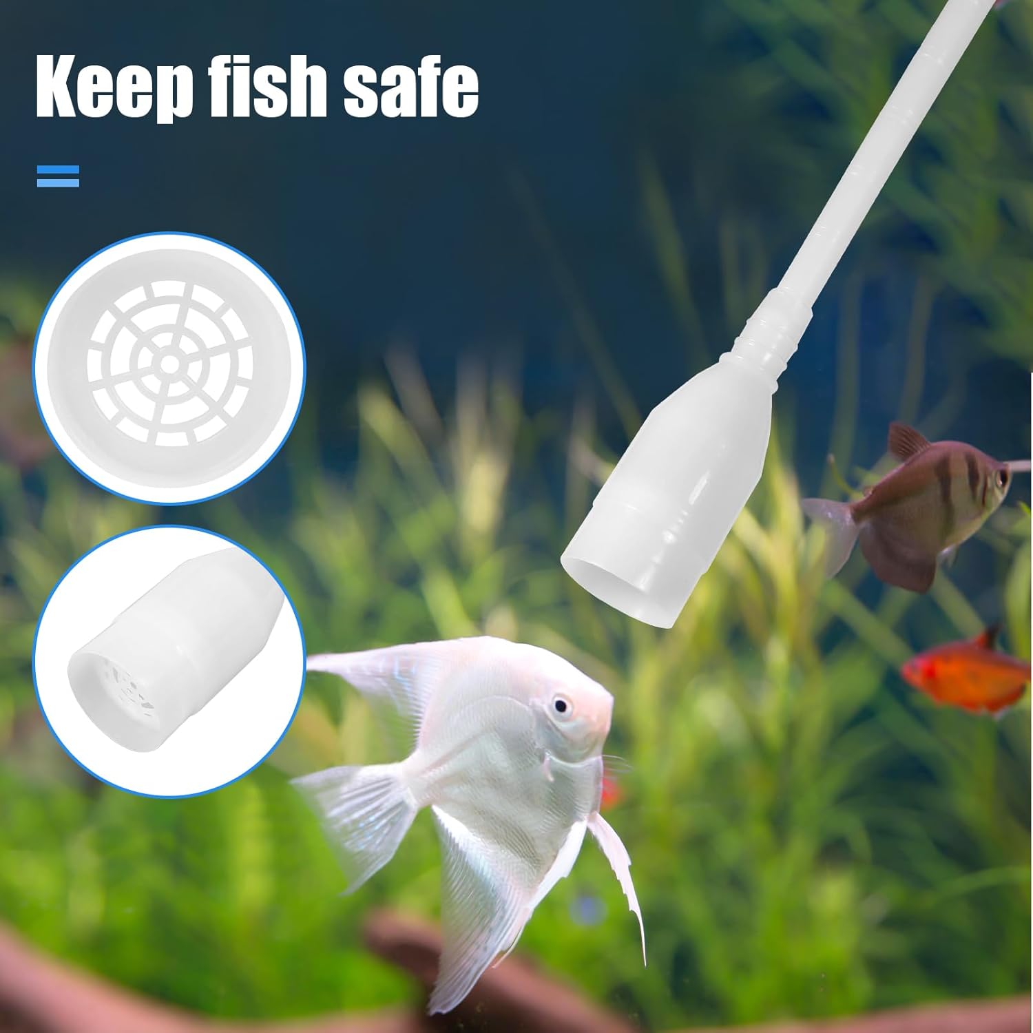 Aquarium Vacuum Siphon, Fish Tank Water Changer, Gravel Cleaner, Hand Pump - Image 4