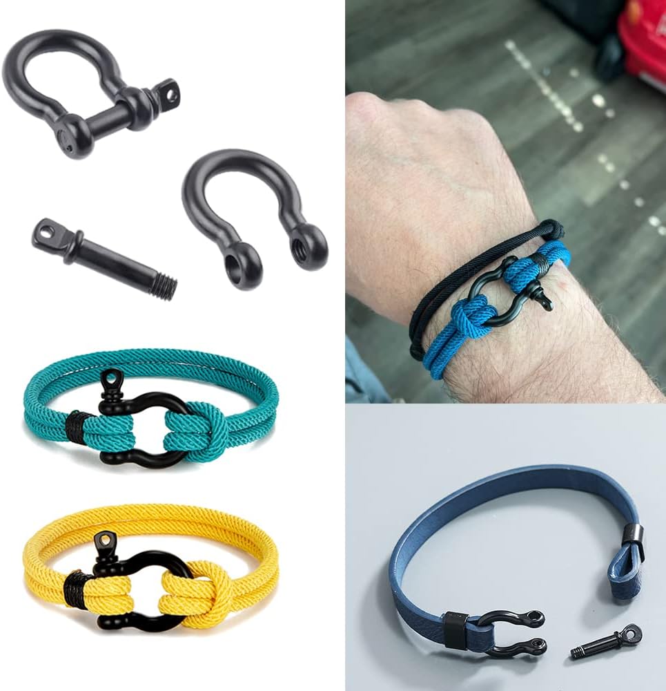 CooBigo Metal Silver Bow Shackle for Emergency Survival Paracord Bracelet Parachute - Image 2