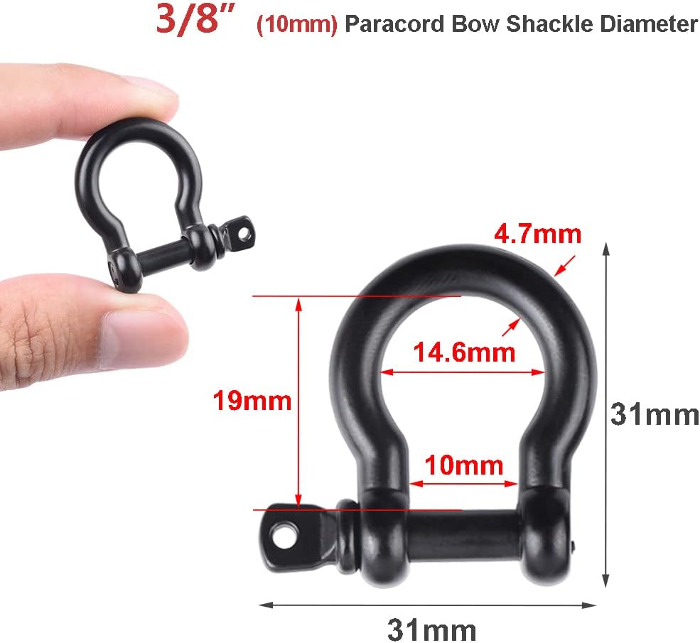 CooBigo Metal Silver Bow Shackle for Emergency Survival Paracord Bracelet Parachute - Image 3