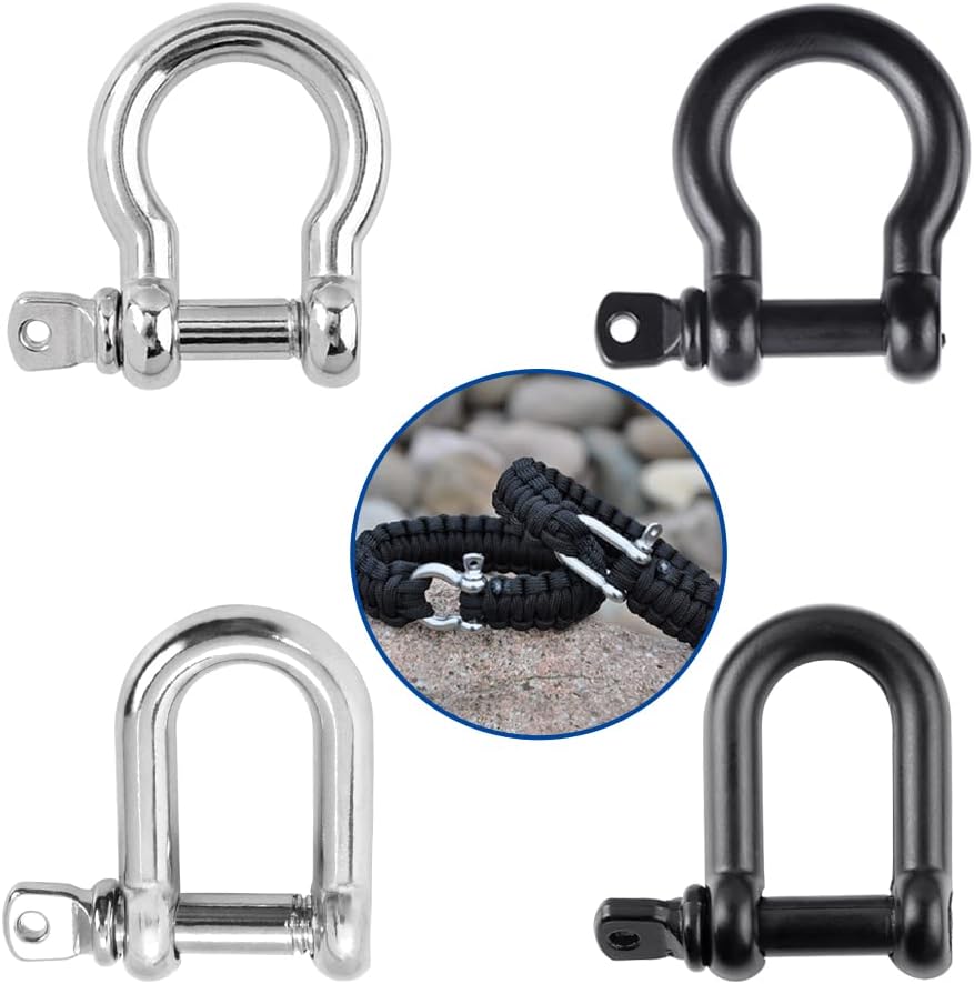 CooBigo Metal Silver Bow Shackle for Emergency Survival Paracord Bracelet Parachute - Image 5
