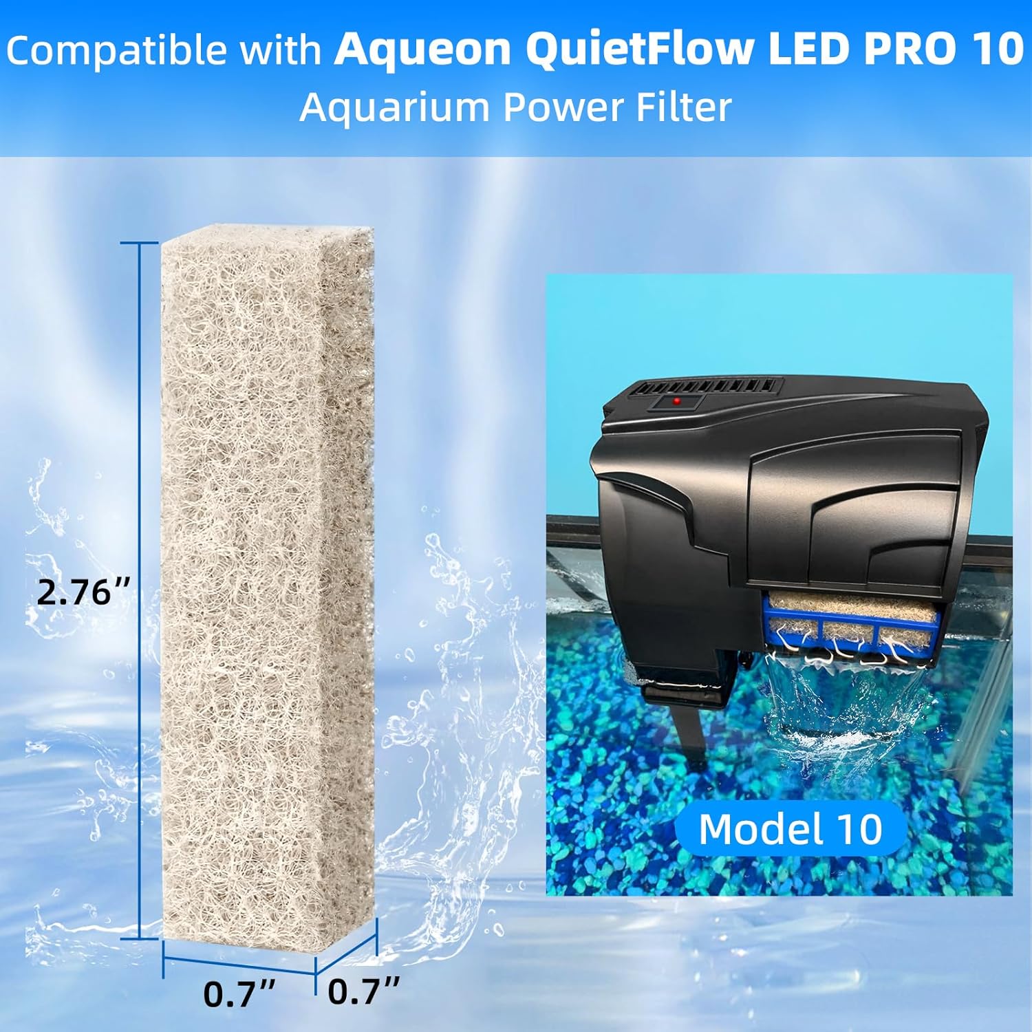12-Pack Replacement Ammonia Reducer Pads Compatible with Aqueon QuietFlow 10 LED PRO and SmartClean 10-20 Gallons Aquarium Power Filter - Image 2
