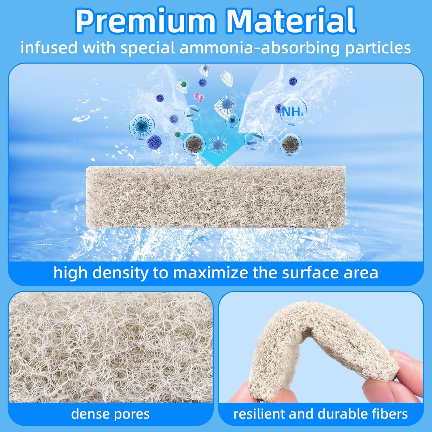 12-Pack Replacement Ammonia Reducer Pads Compatible with Aqueon QuietFlow 10 LED PRO and SmartClean 10-20 Gallons Aquarium Power Filter - Image 5