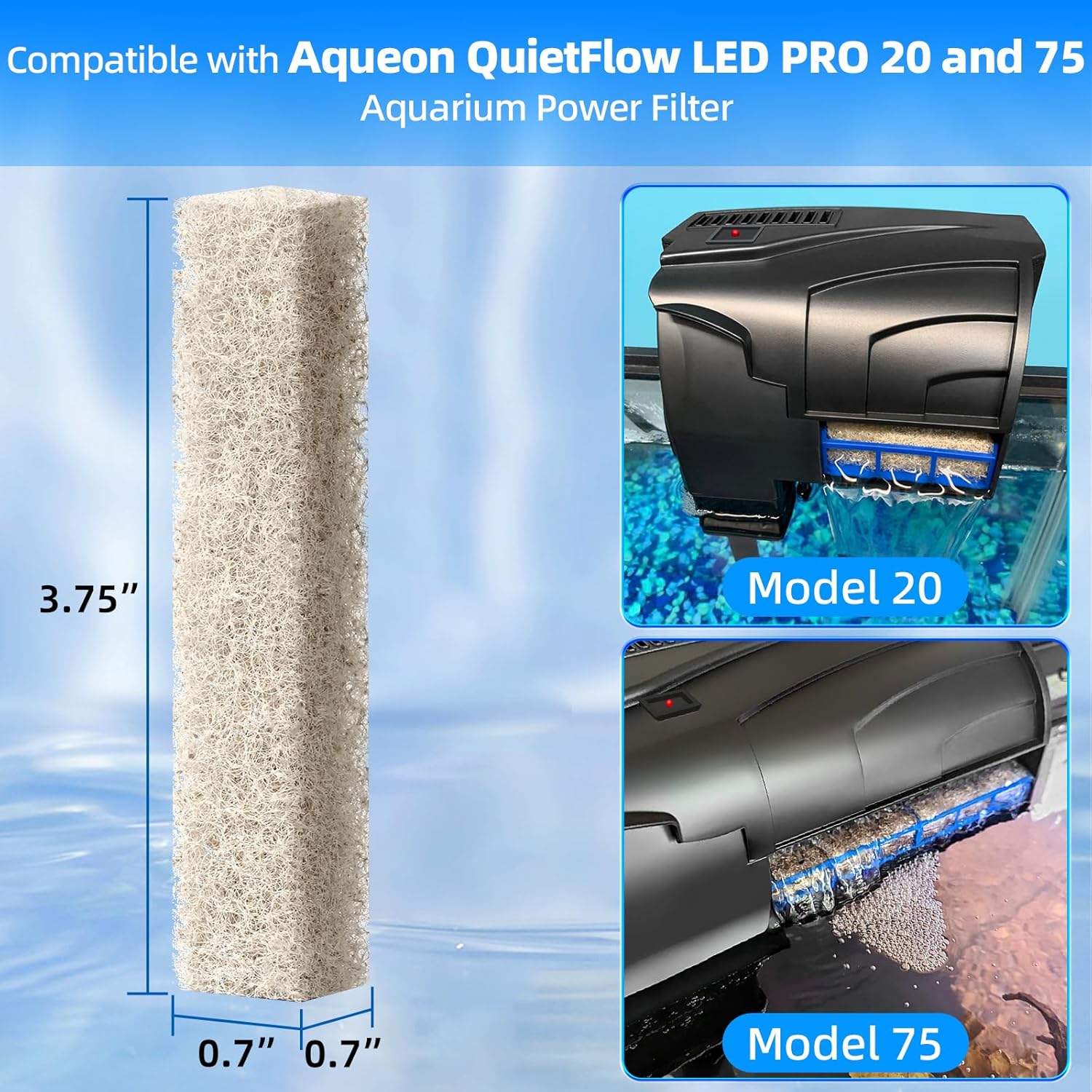 12-Pack Replacement Ammonia Reducer Pads Compatible with Aqueon QuietFlow 20 and 75 LED PRO Aquarium Power Filter - Image 2