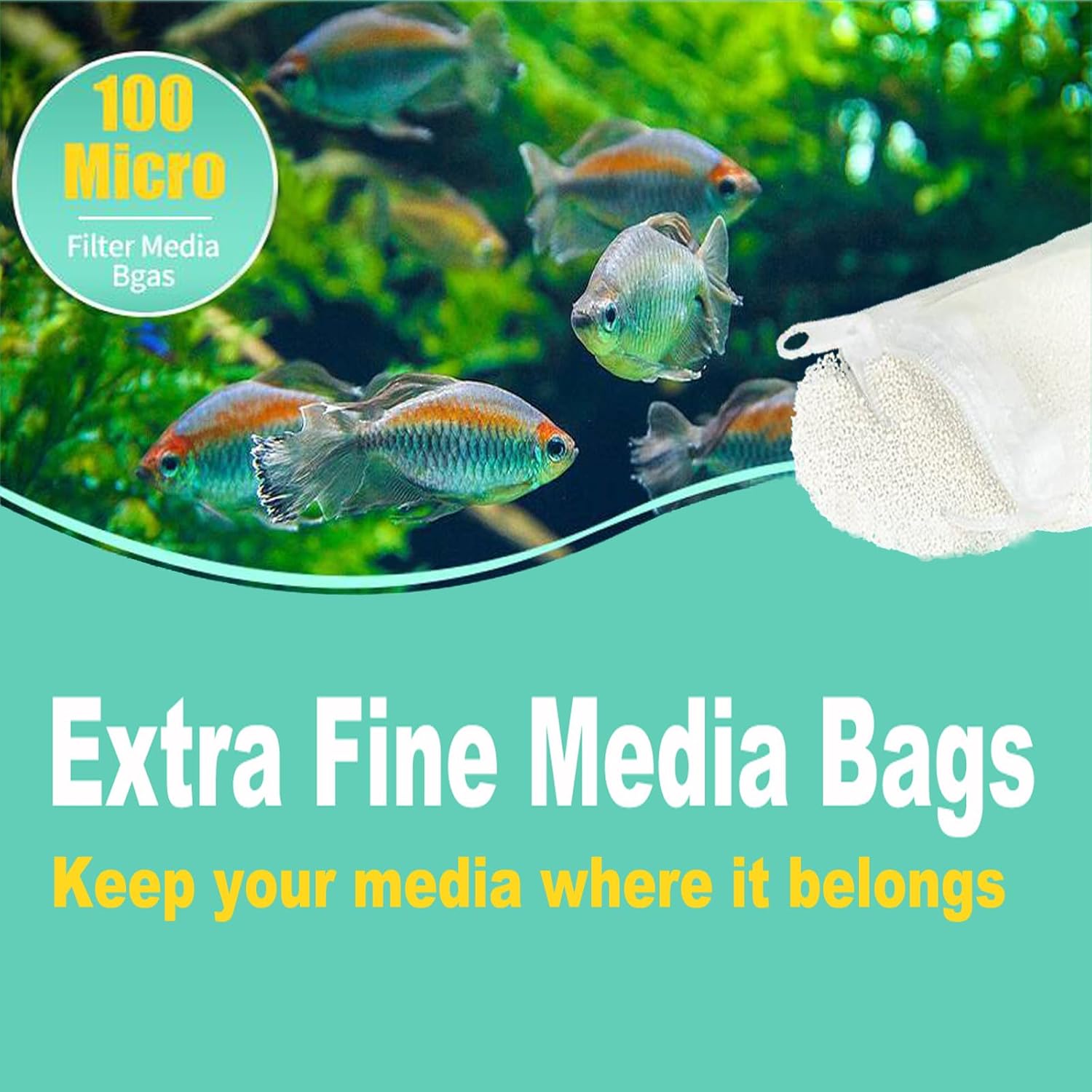 Aquarium Filter Media Bags 6pcs Fish Tank Extra Fine 100 Micron Mesh Bags with Plastic Zipper for Activated Carbon (3” x 4”) - Image 2