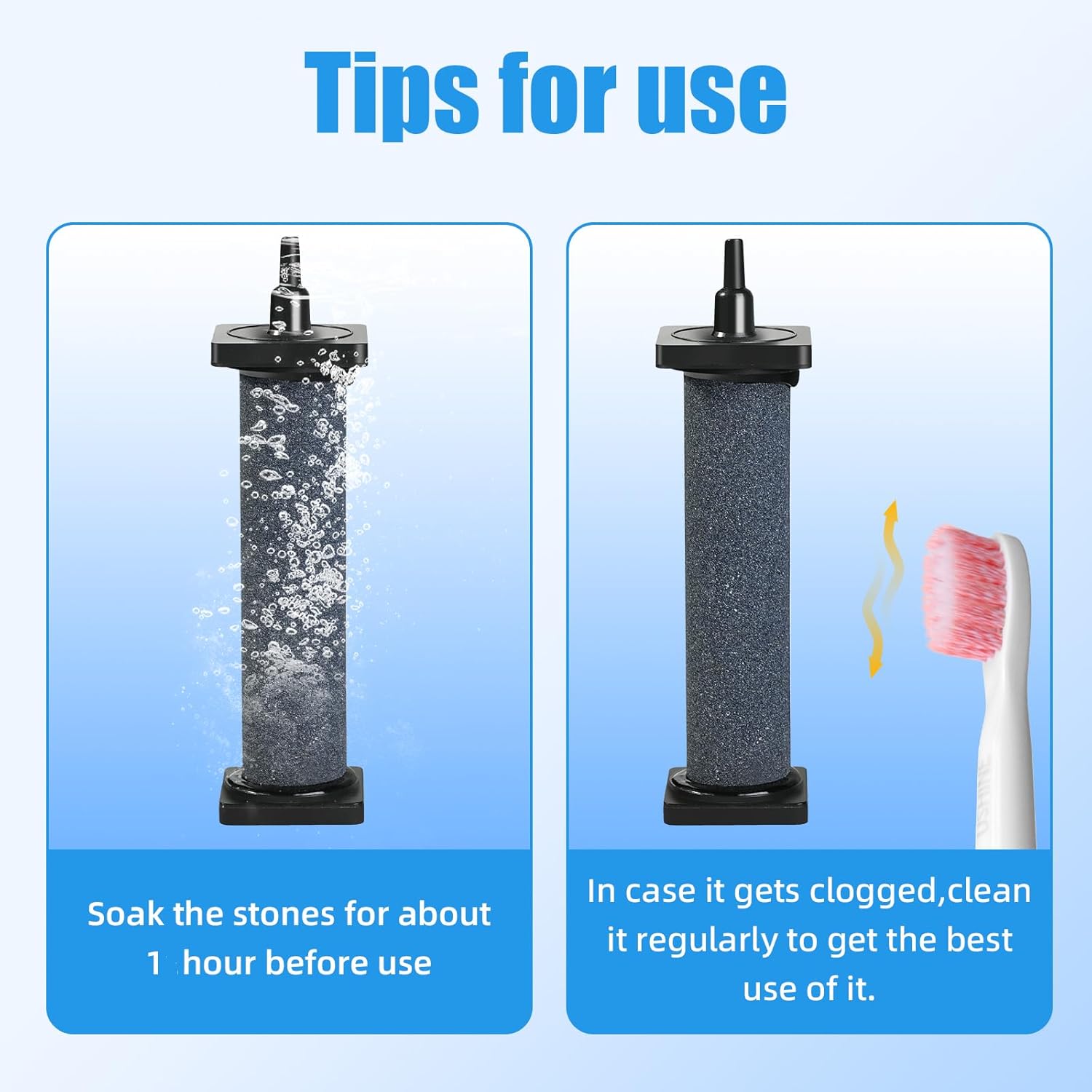 Aquarium 5 inch Air Stone Cylindrical 2 Pack, Large Airstone, Aerator Bubble Differ, Air Pump Accessories for Aquariums, Hydroponic, Ponds and Fish Tanks - Image 4