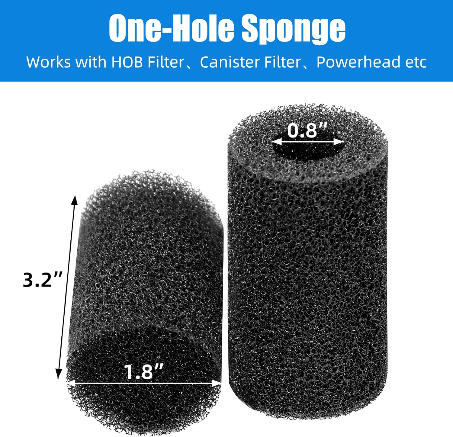 12-Pack Pre-Filter Sponge for Aquarium Shrimp Fry Fish Tank Filter 0.8 Inch Intake, Replacement Foam Cover - Image 2