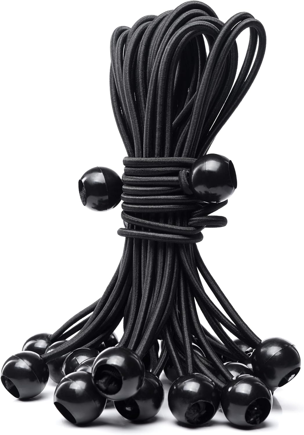 25Pack Length 8 Inch Bungee Cord Ties, Ball Bungee Strap Tarp Tie-Down, Elastic Cord Shock Rope for Outdoor Camping Tarp Clip Tent Canvas Tarpaulin Flag Pole Heavy-Duty Versatile Organize Accessory - Image 1