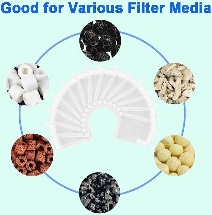 Aquarium Filter Media Bags 15pcs Fish Tank Extra Fine 100 Micron Mesh Bags with Plastic Zipper for Activated Carbon (3