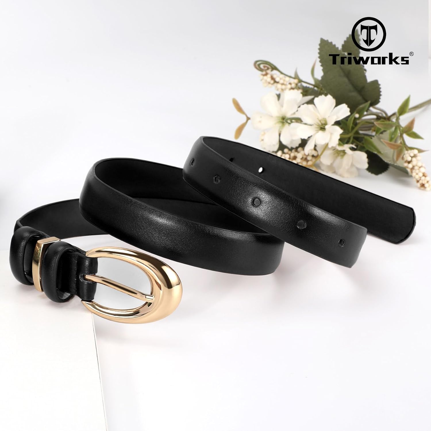 Women Leather Belt for Jeans Pants Fashion Ladies Skinny Faux Leather Dress belt with Gold Buckle - Image 4