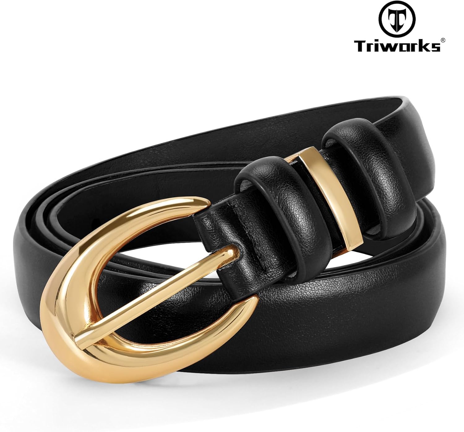 Women Leather Belt for Jeans Pants Fashion Ladies Skinny Faux Leather Dress belt with Gold Buckle - Image 6