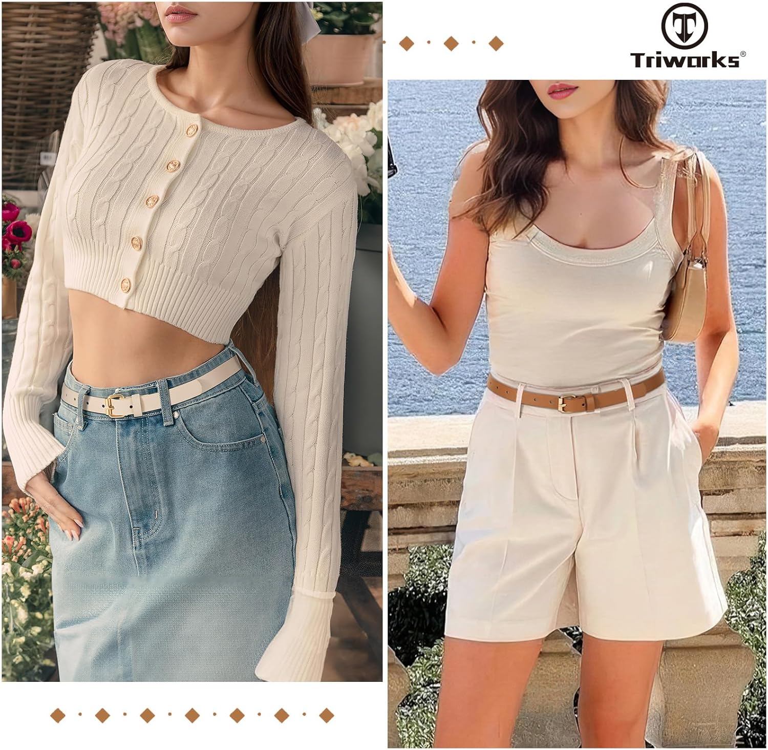 3 Pack Women Skinny Leather Belt for Jeans Pants Dress Ladies Thin Waist Belt with Gold Buckle - Image 2