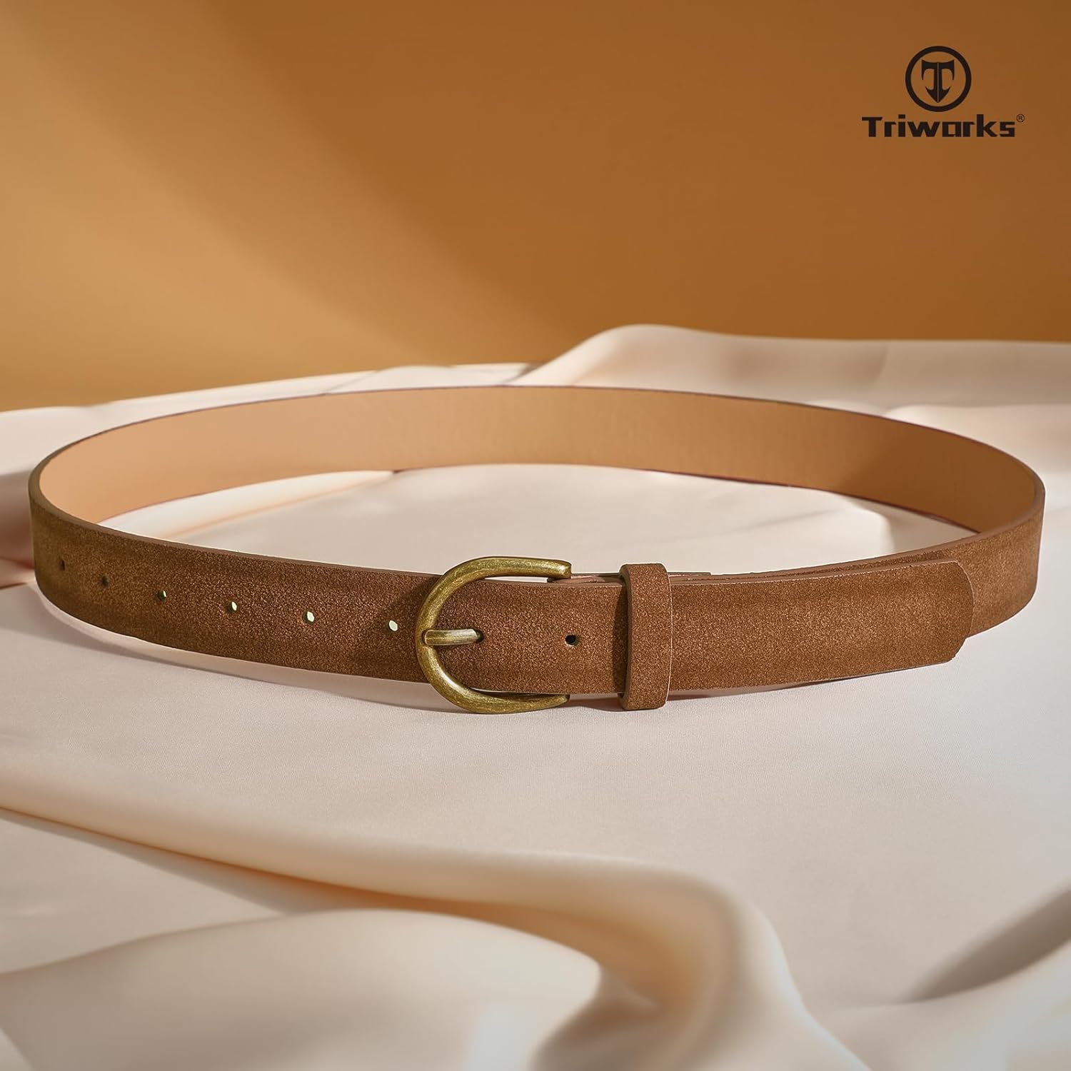 Women Suede Leather Belt for Jeans Vintage Leather belt for Pants Ladies Waist Belts with Bronze Buckle - Image 2