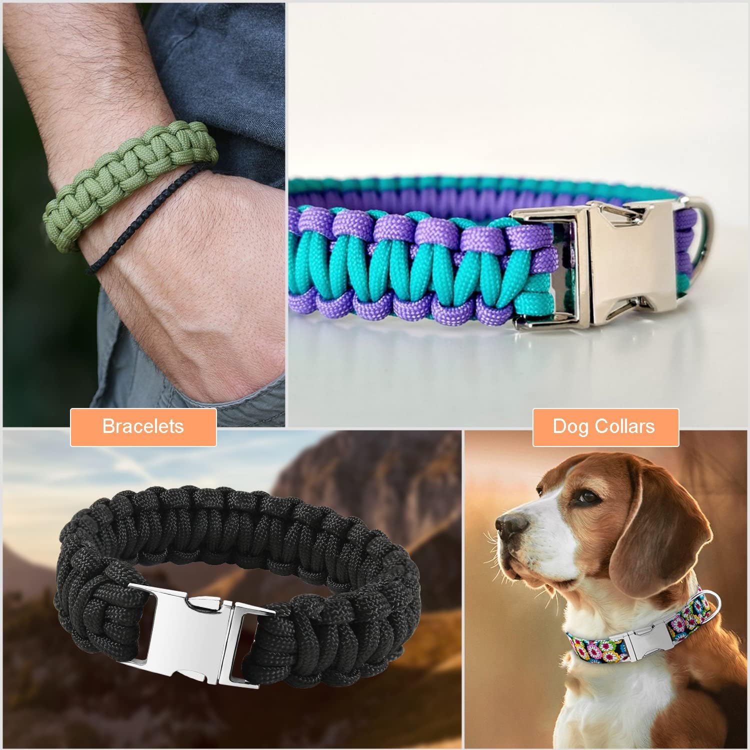CooBigo Metal Side Release Buckle Webbing Buckle Paracord Bracelet Clasps for Leather Strap Dog Collars Harness Belt - Image 3