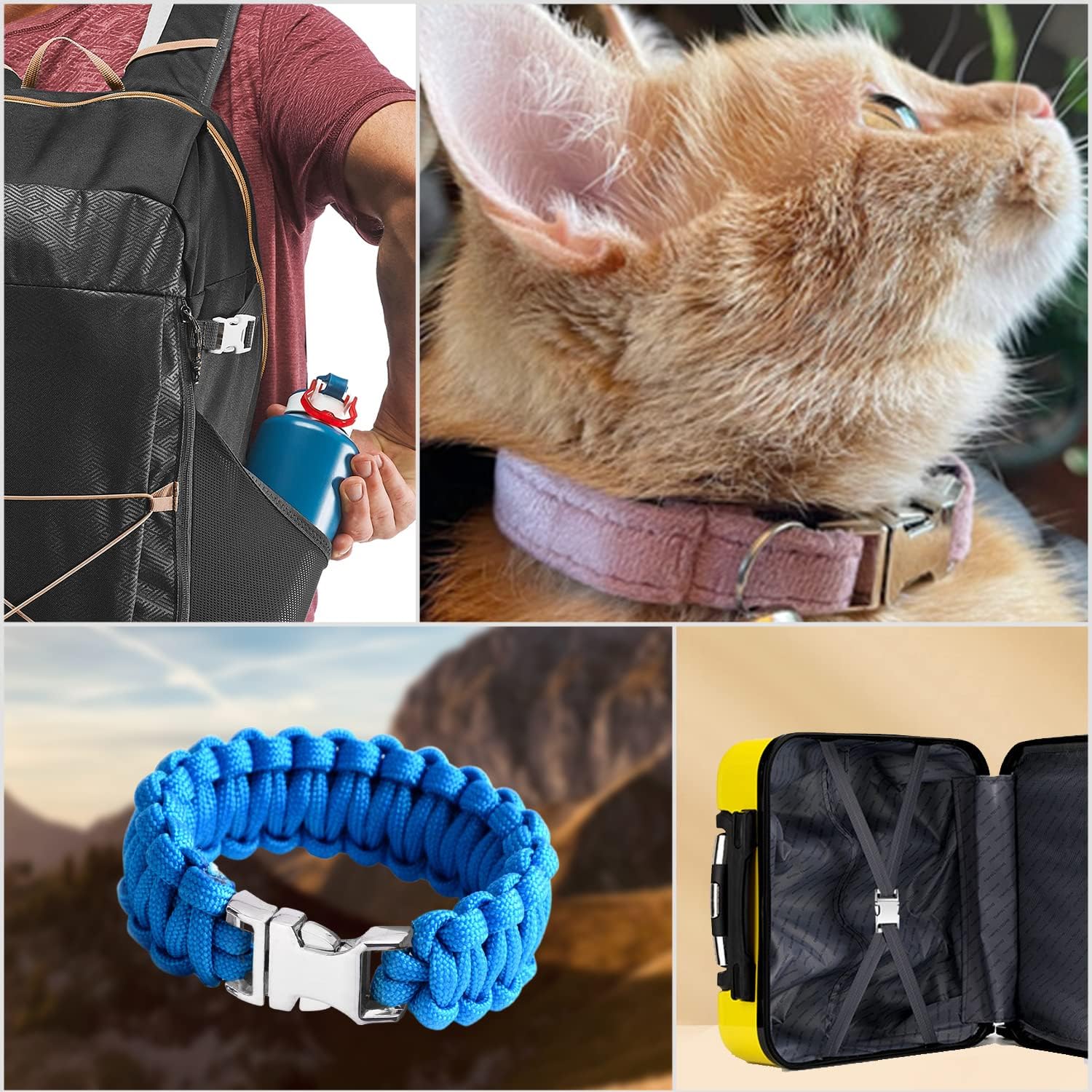 CooBigo Metal Side Release Buckle Webbing Buckle Paracord Bracelet Clasps for Leather Strap Dog Collars Harness Belt - Image 4