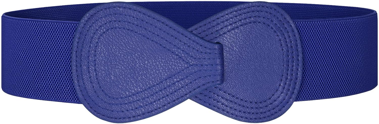 Vintage Women Wide Elastic Belt Ladies Stretchy Dress Belt Fashion 8-shaped Buckle Coats Waist Belt - Image 1