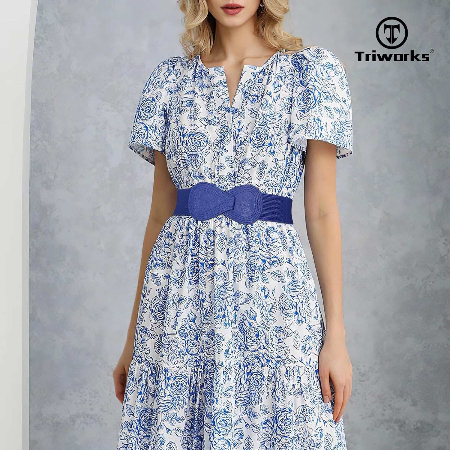 Vintage Women Wide Elastic Belt Ladies Stretchy Dress Belt Fashion 8-shaped Buckle Coats Waist Belt - Image 2