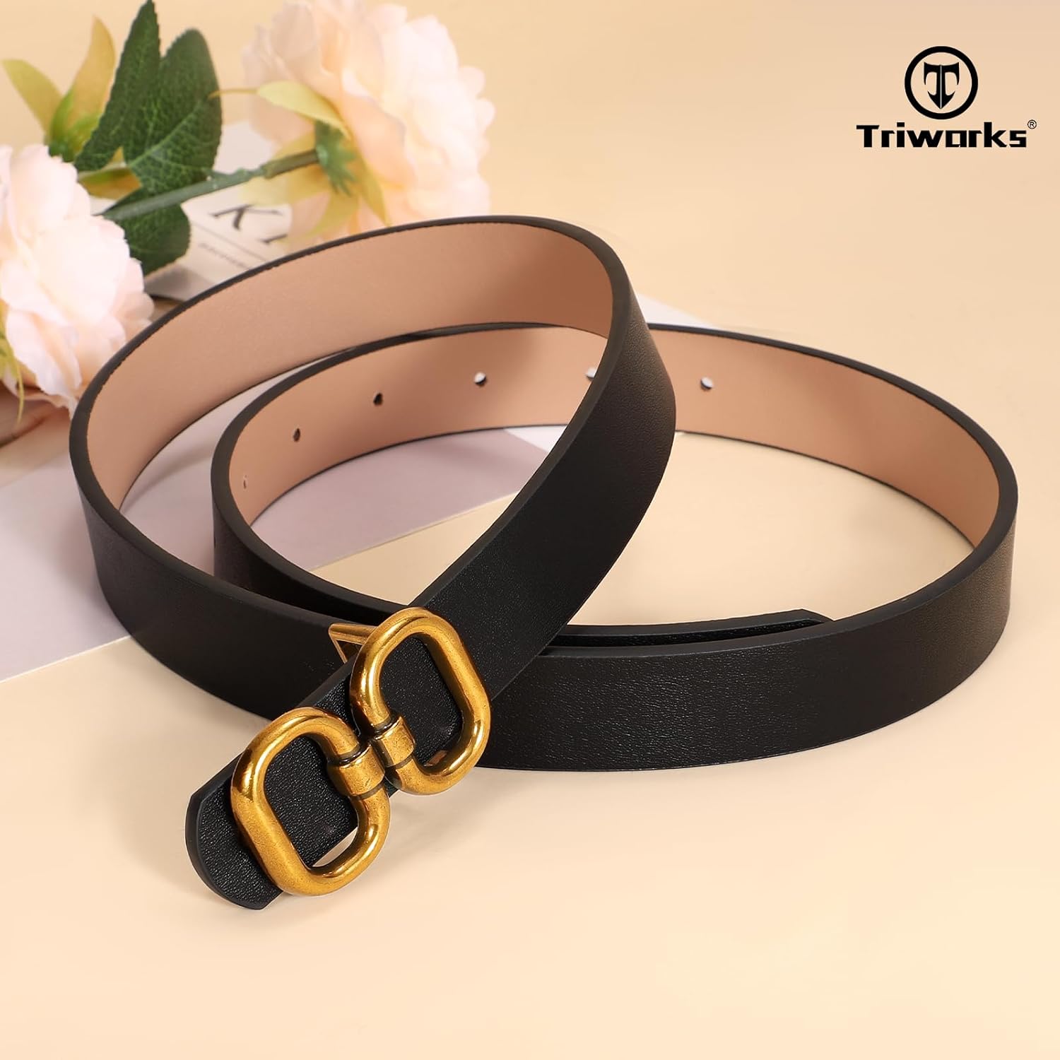 Reversible Leather Belt for Women with Gold Buckle Ladies Leather Belt for Jeans Pants - Image 6