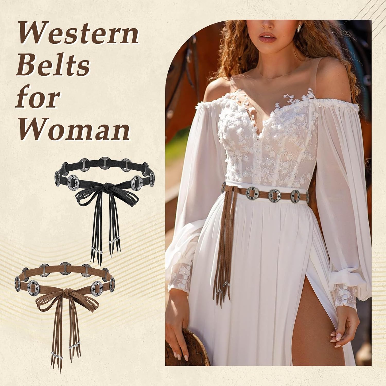 Western Style Belts Women's Tassel Rope Braid Waist Belt Woven Belt for Dress Vest Jeans - Image 4