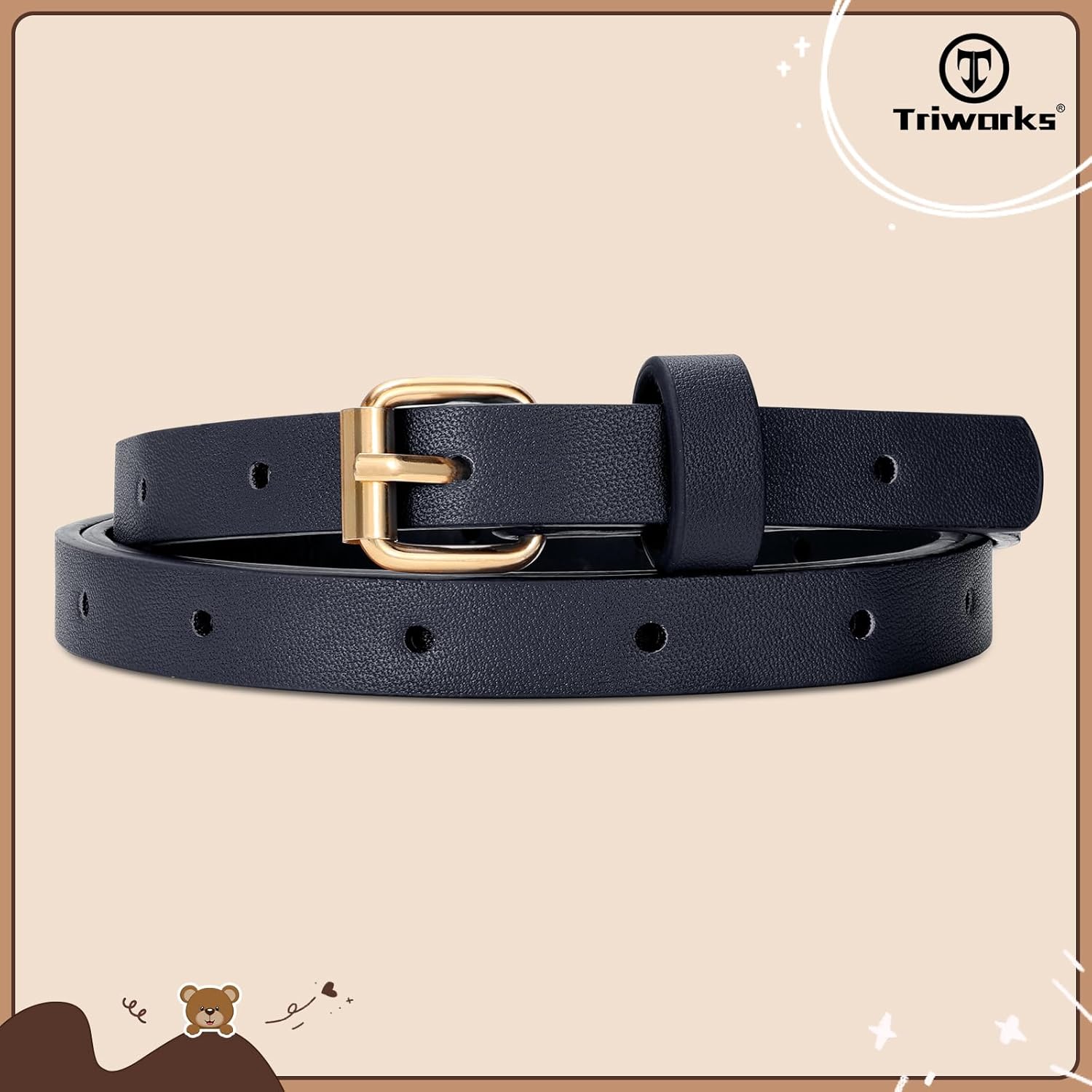 4 Pack Girls Skinny Leather Belts for Jeans Dress Thin Waist Belts for Girl with Gold Buckle - Image 7