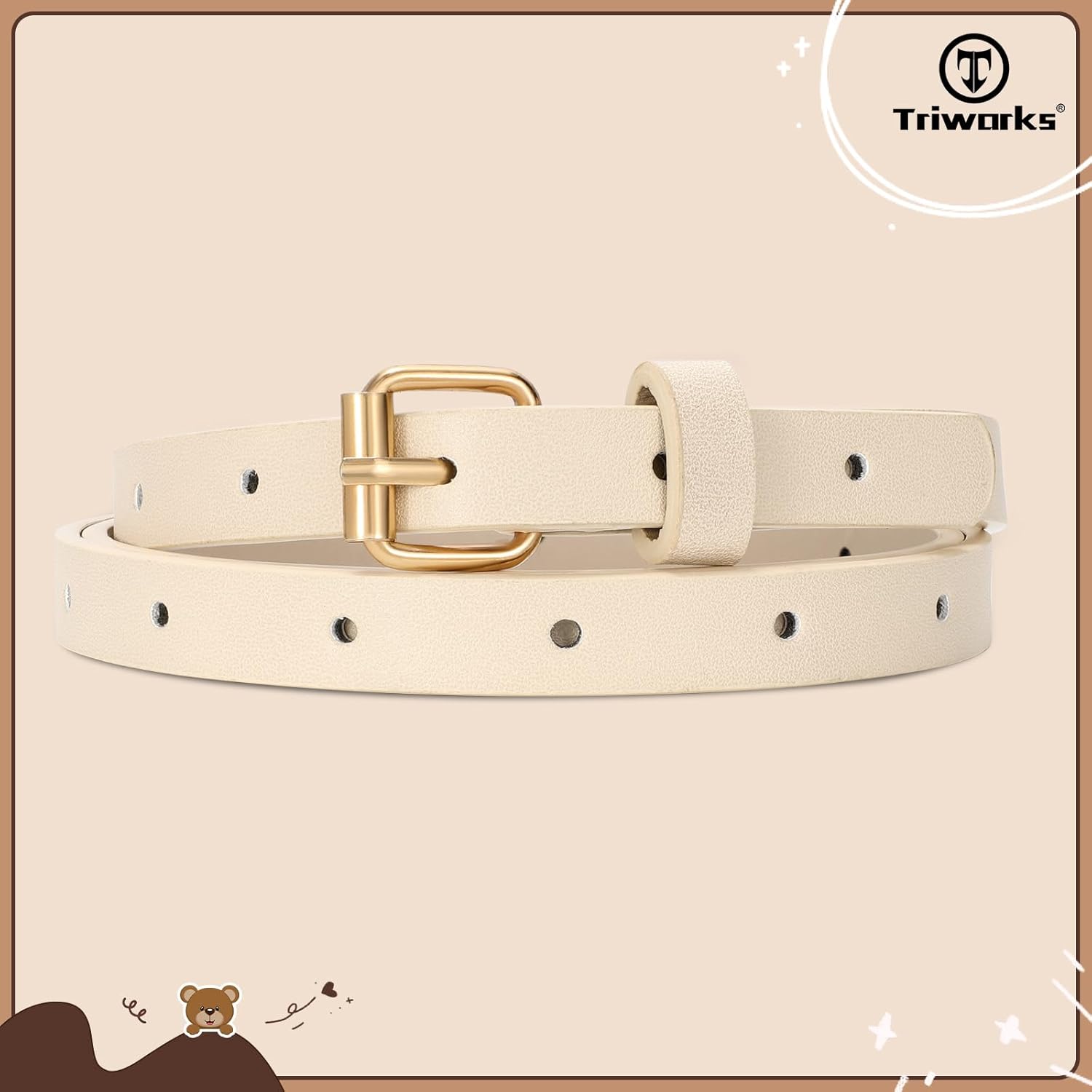 4 Pack Girls Skinny Leather Belts for Jeans Dress Thin Waist Belts for Girl with Gold Buckle - Image 8