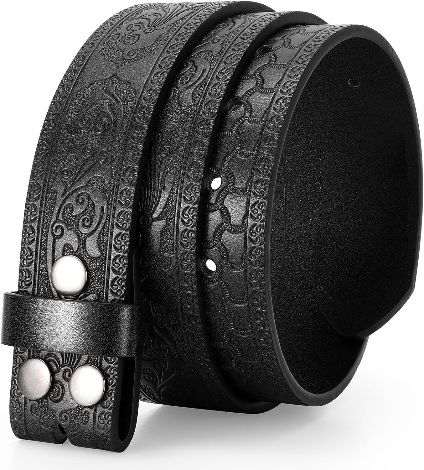 Western Leather Belt for Men without Buckle Cowboy Cowgirl Leather Belt Strap for Jeans - Image 1