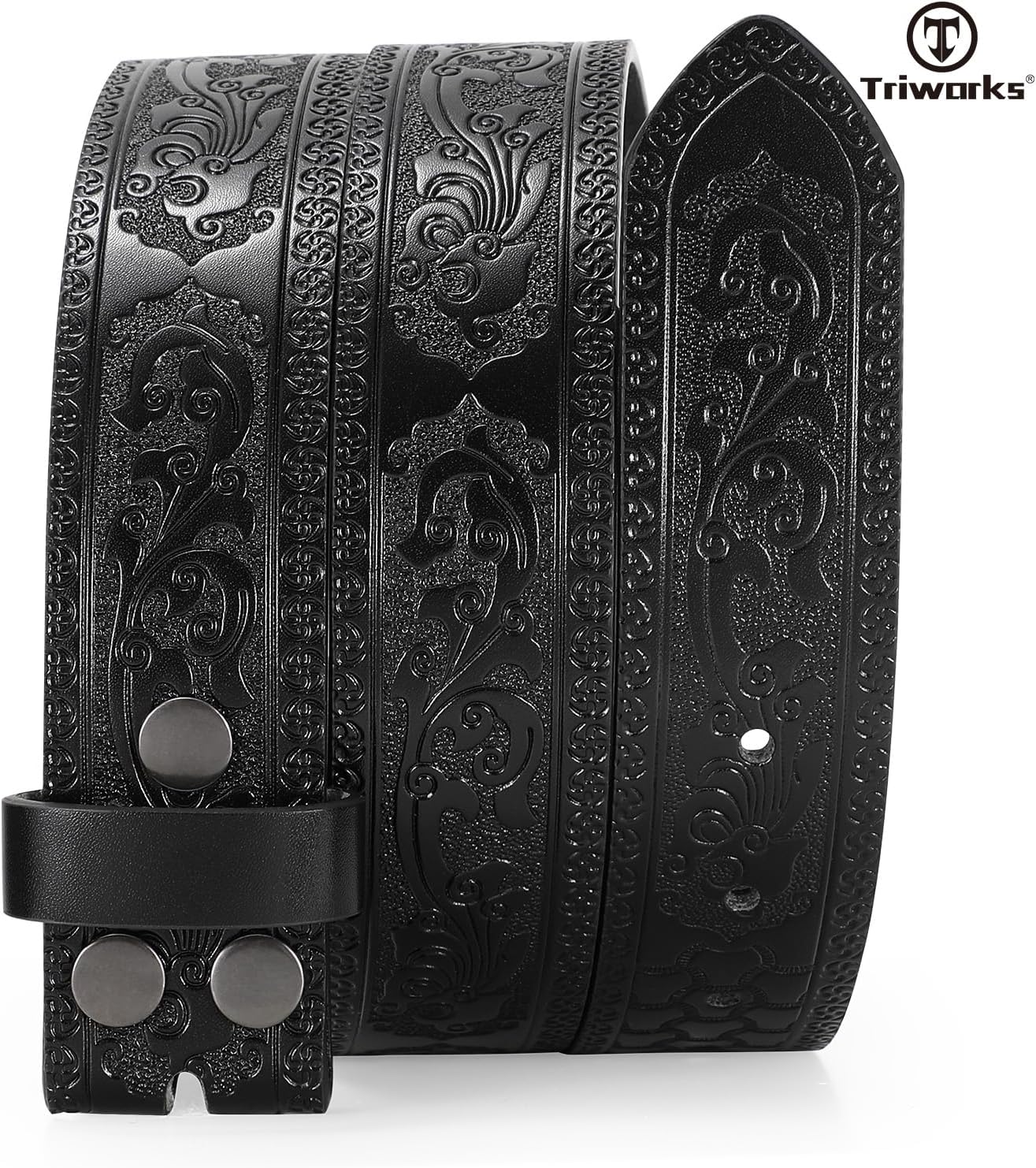 Western Leather Belt for Men without Buckle Cowboy Cowgirl Leather Belt Strap for Jeans - Image 2