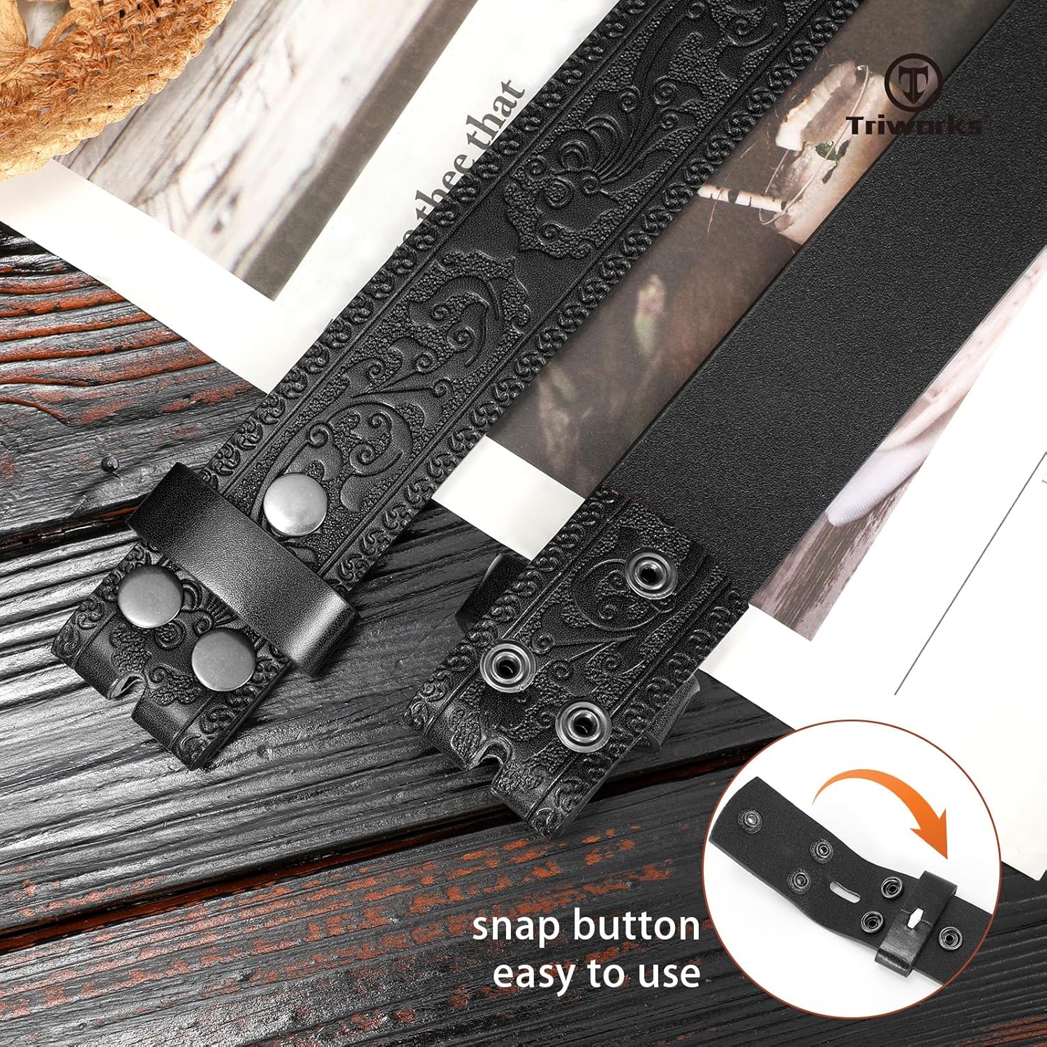 Western Leather Belt for Men without Buckle Cowboy Cowgirl Leather Belt Strap for Jeans - Image 4