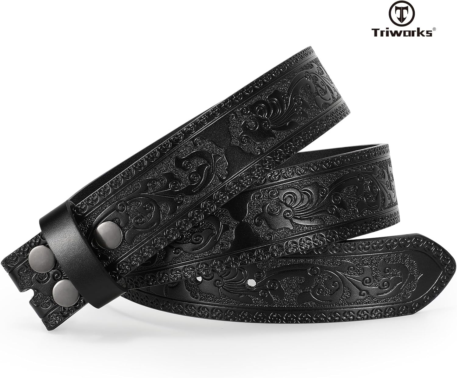 Western Leather Belt for Men without Buckle Cowboy Cowgirl Leather Belt Strap for Jeans - Image 5