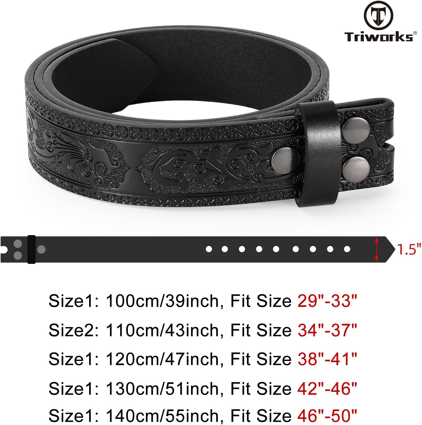 Western Leather Belt for Men without Buckle Cowboy Cowgirl Leather Belt Strap for Jeans - Image 7