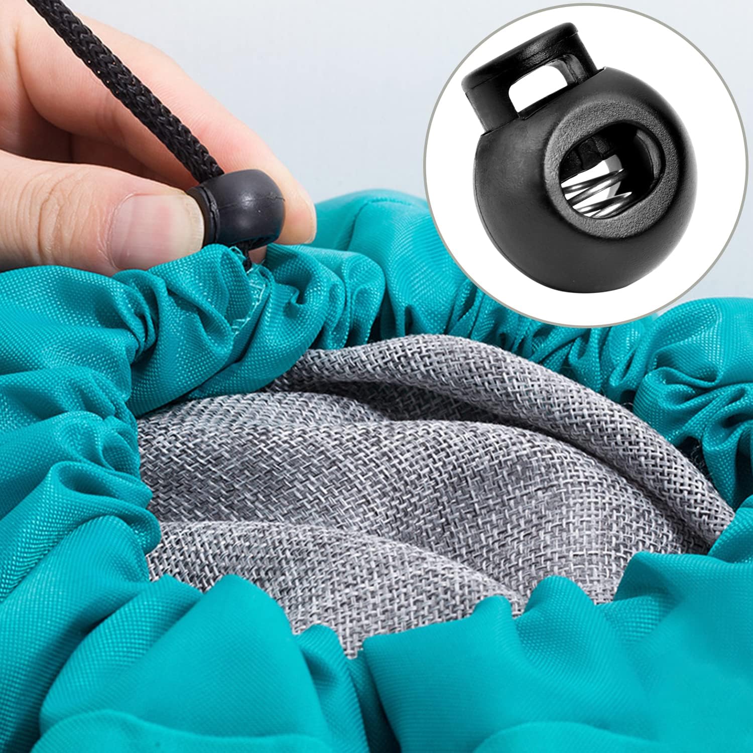 CooBigo 50Pack Single Hole Round Plastic Cord Locks, Spring Toggle Stopper for Drawstring Paracord Elastic Shoeslace Lock Glove Hats Sweatpant Hoodie Backpack String Clip Fastener Replacement - Image 7