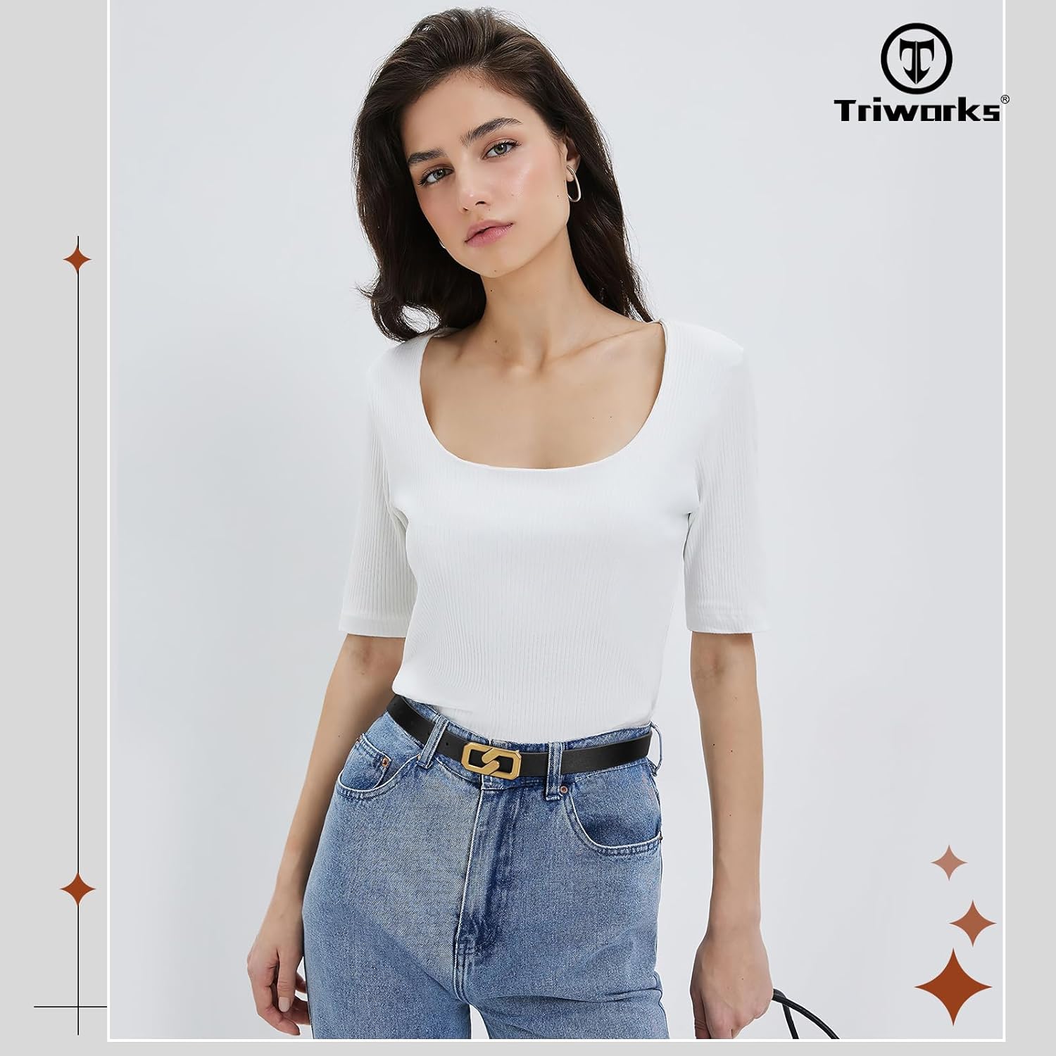 Women Reversible Leather Belt for Jeans, Ladies Waist Belt with Gold Buckle 0.9