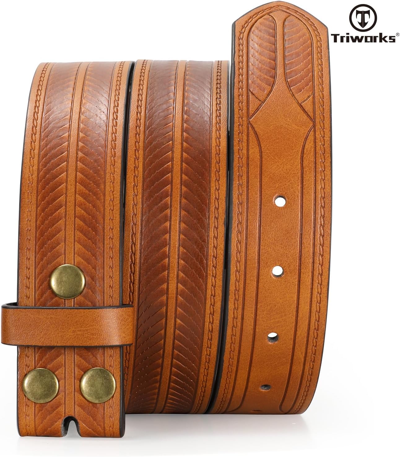 Western Belts for Men without Buckle Cowboy Cowgirl Leather Belts Strap for Jeans - Image 2