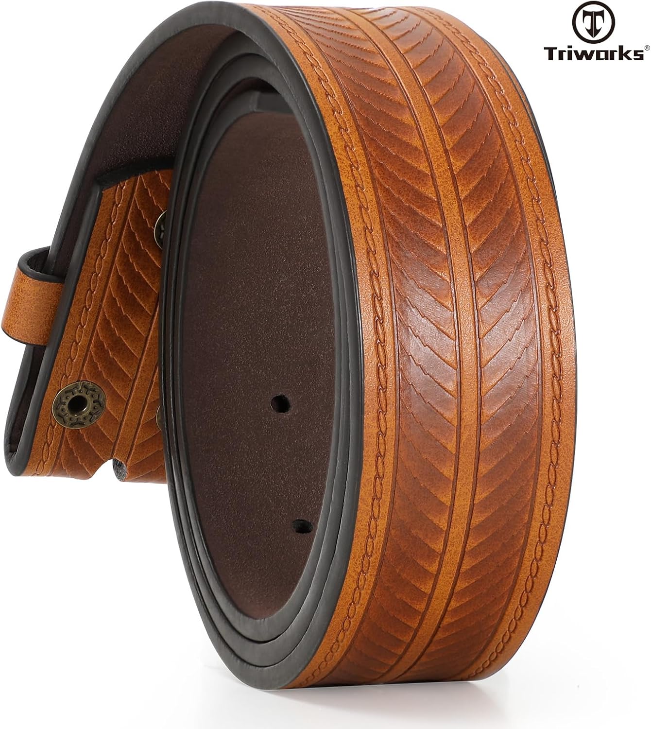 Western Belts for Men without Buckle Cowboy Cowgirl Leather Belts Strap for Jeans - Image 3
