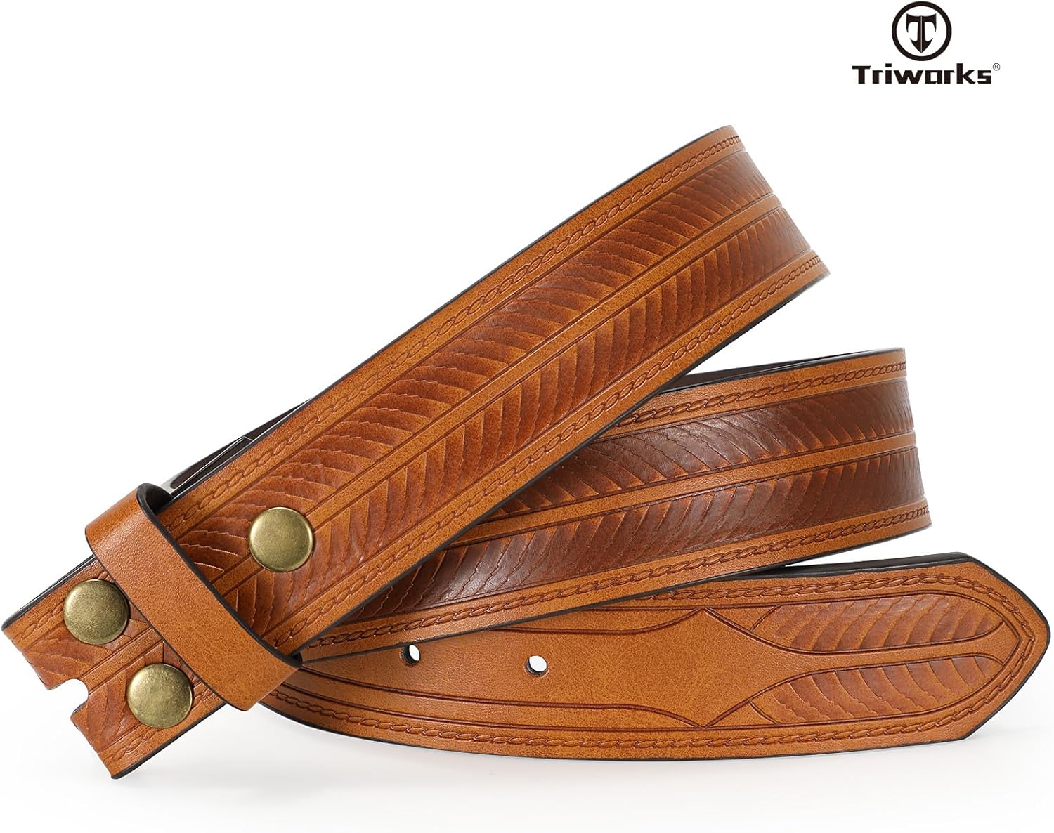 Western Belts for Men without Buckle Cowboy Cowgirl Leather Belts Strap for Jeans - Image 5