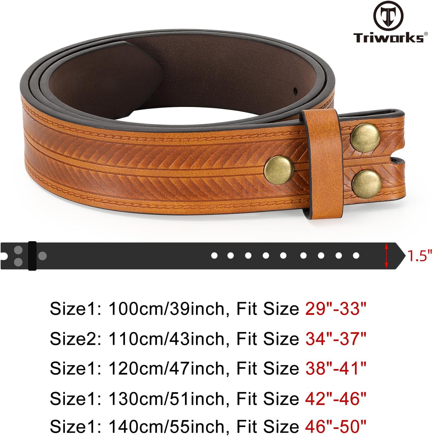 Western Belts for Men without Buckle Cowboy Cowgirl Leather Belts Strap for Jeans - Image 7