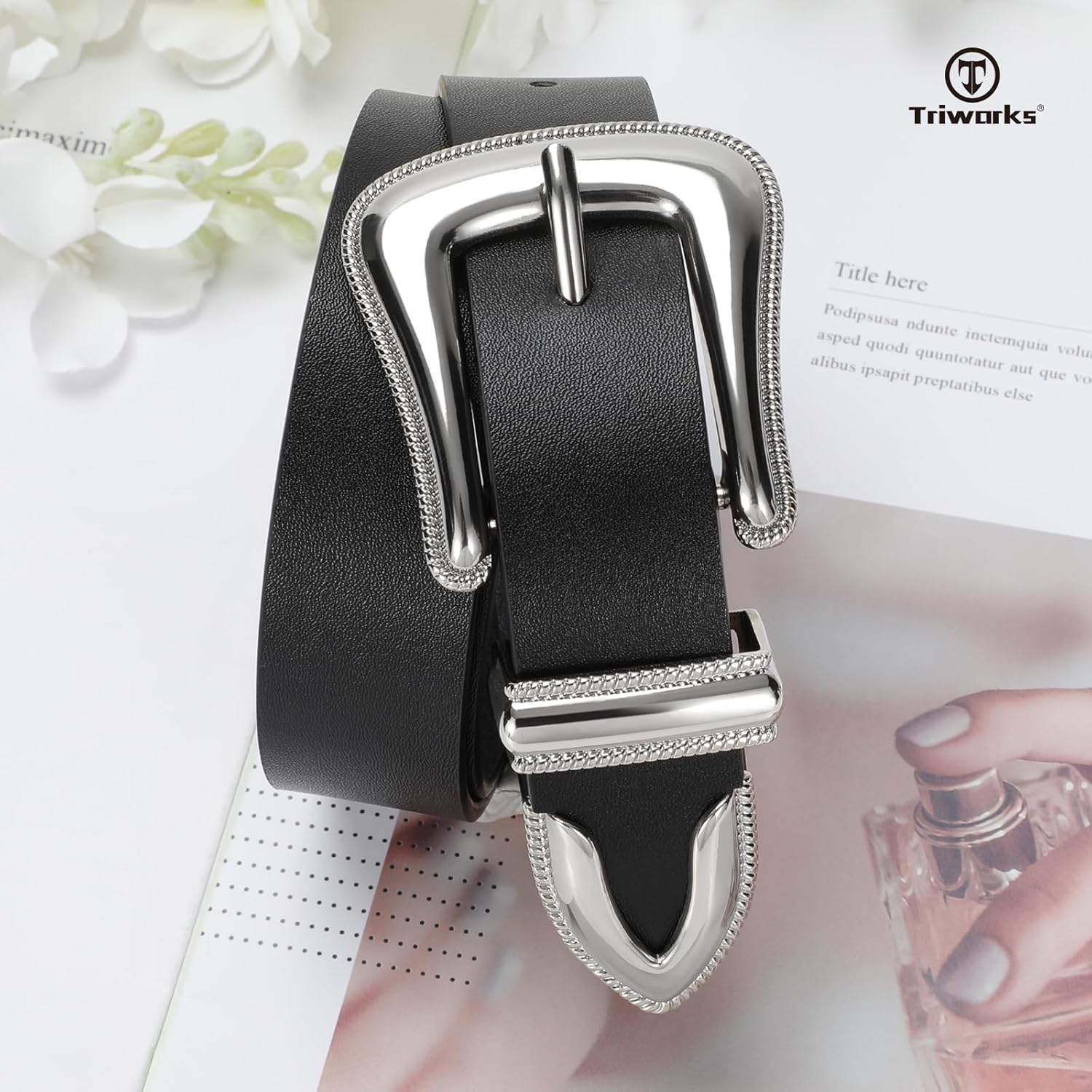 Women Leather Belt Fashion Leather Waist Belt for Pants Jean Ladies Western Leather Belt - Image 3
