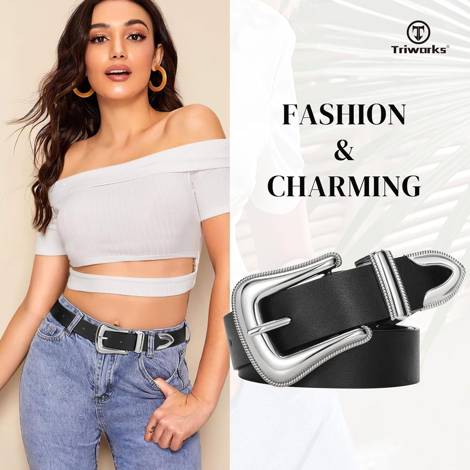 Women Leather Belt Fashion Leather Waist Belt for Pants Jean Ladies Western Leather Belt - Image 4