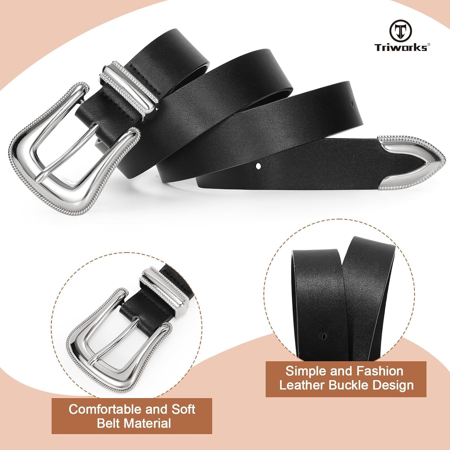 Women Leather Belt Fashion Leather Waist Belt for Pants Jean Ladies Western Leather Belt - Image 5