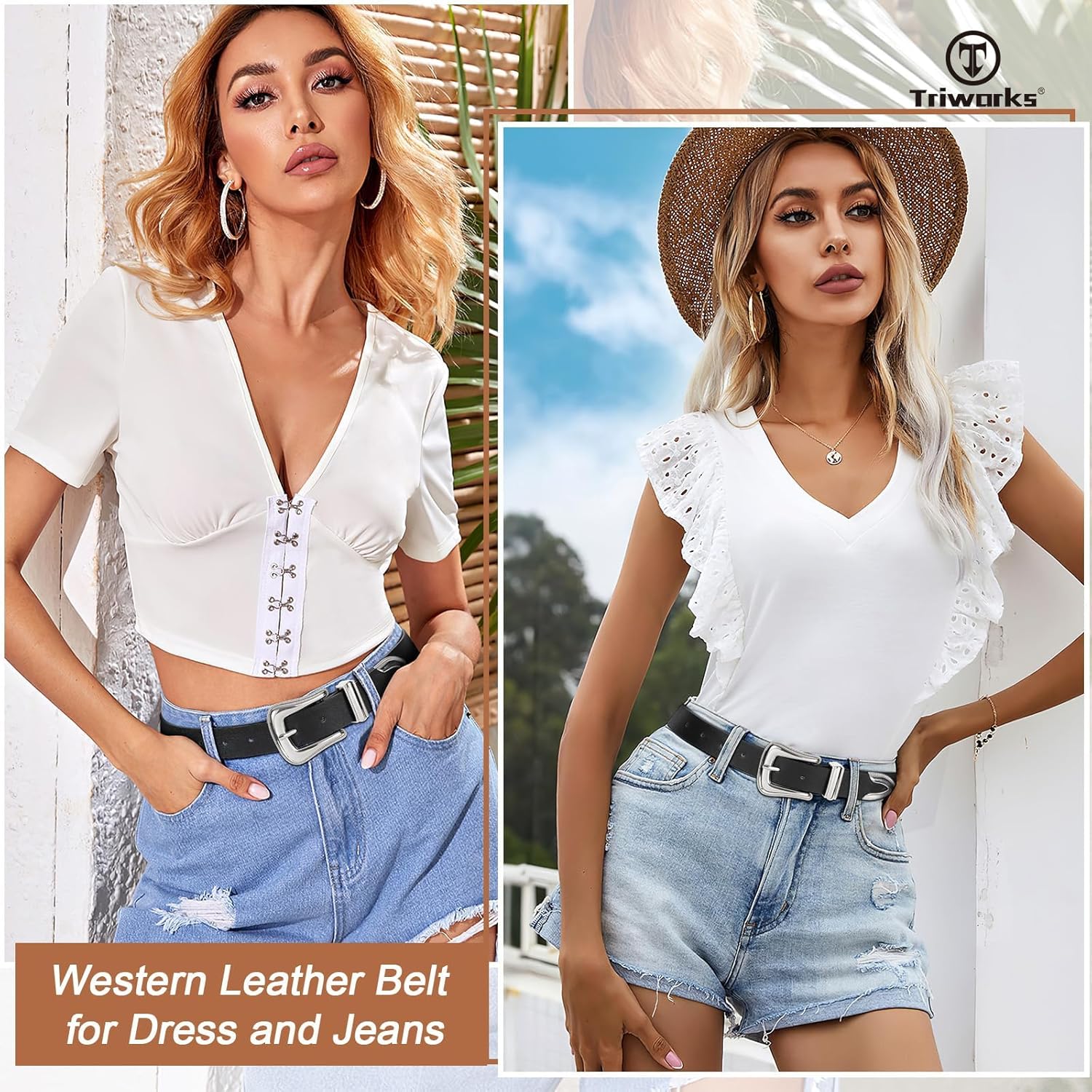 Women Leather Belt Fashion Leather Waist Belt for Pants Jean Ladies Western Leather Belt - Image 6