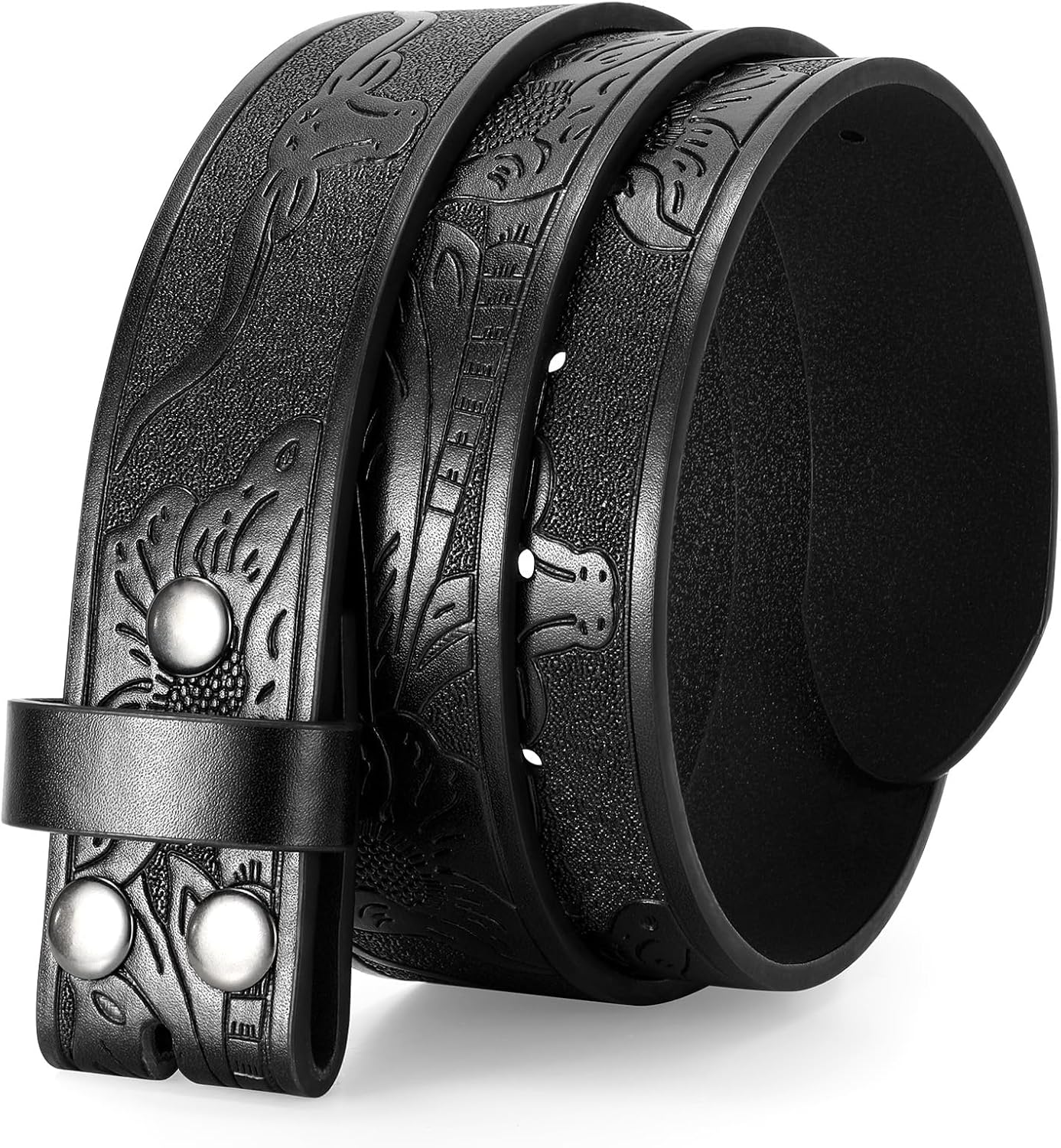 Western Belts for Men without Buckle Cowboy Cowgirl Leather Mens Belts for Jeans - Image 1