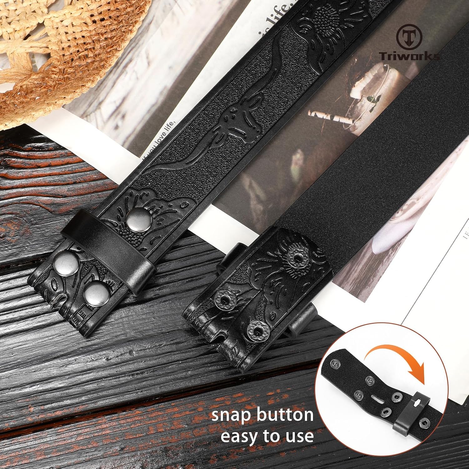 Western Belts for Men without Buckle Cowboy Cowgirl Leather Mens Belts for Jeans - Image 4