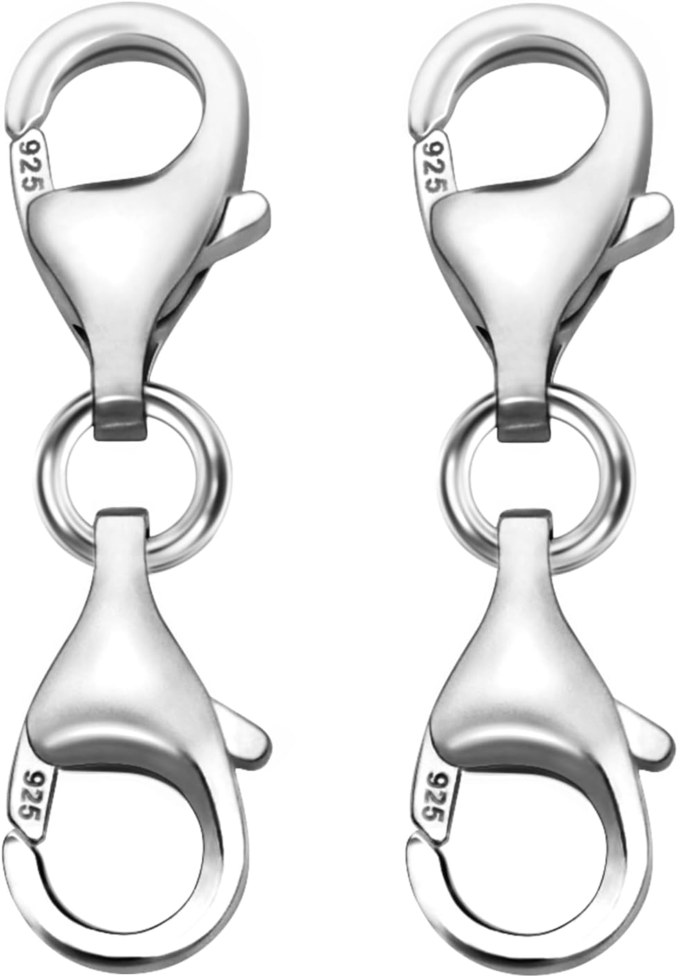 925 Sterling Silver Necklace Extenders for Women, Double End Lobster Claw Clasp, 9mm Lobster Clasp and Closures for Making Jewelry Chain, Necklace & Bracelet Clips (Silver) - Image 1